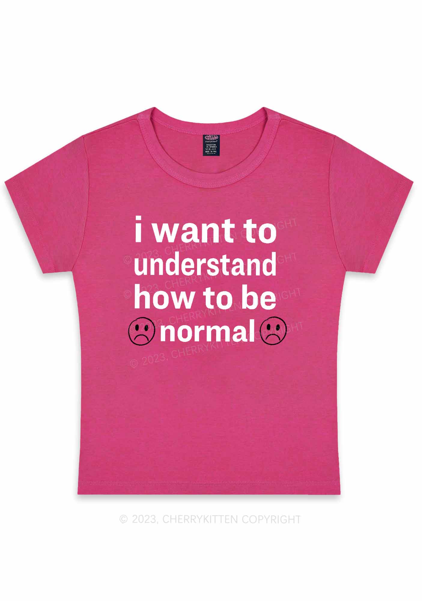 Curvy How To Be Normal Y2K Baby Tee Cherrykitten