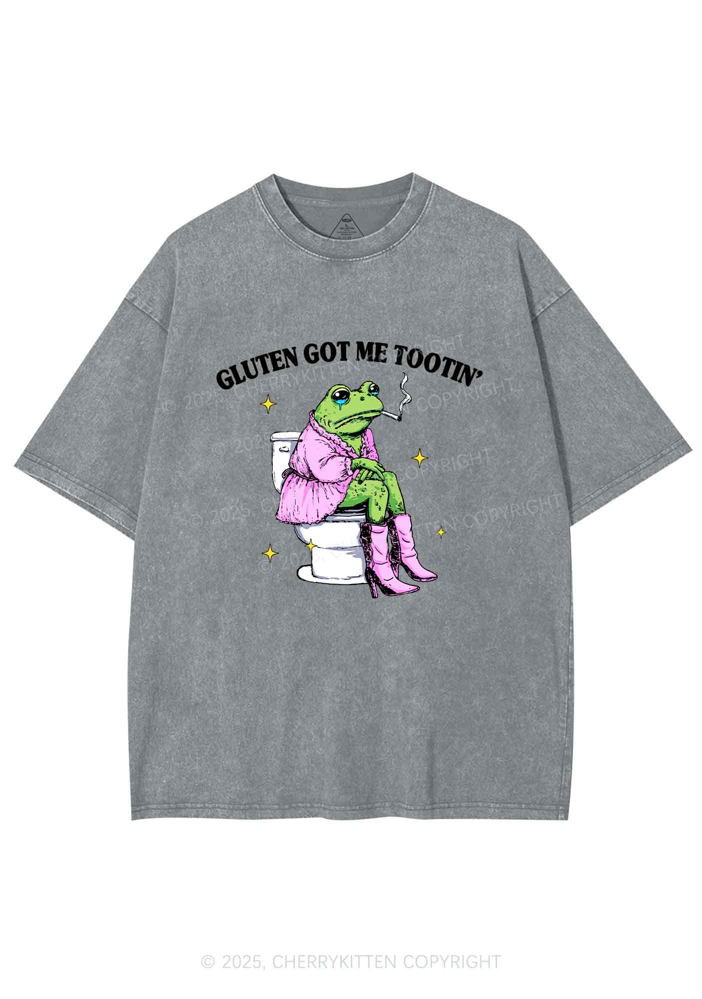 Gluten Got Me Tootin Y2K Shirts Washed Tee Cherrykitten
