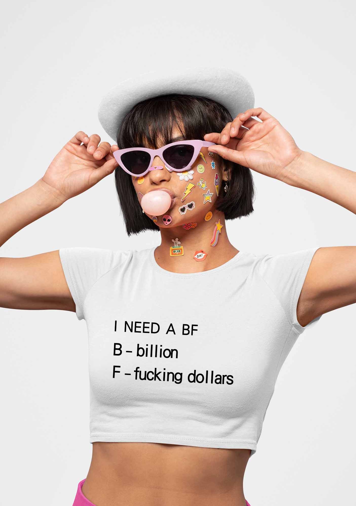 I Need A BF Y2K Baby Tee Cherrykitten