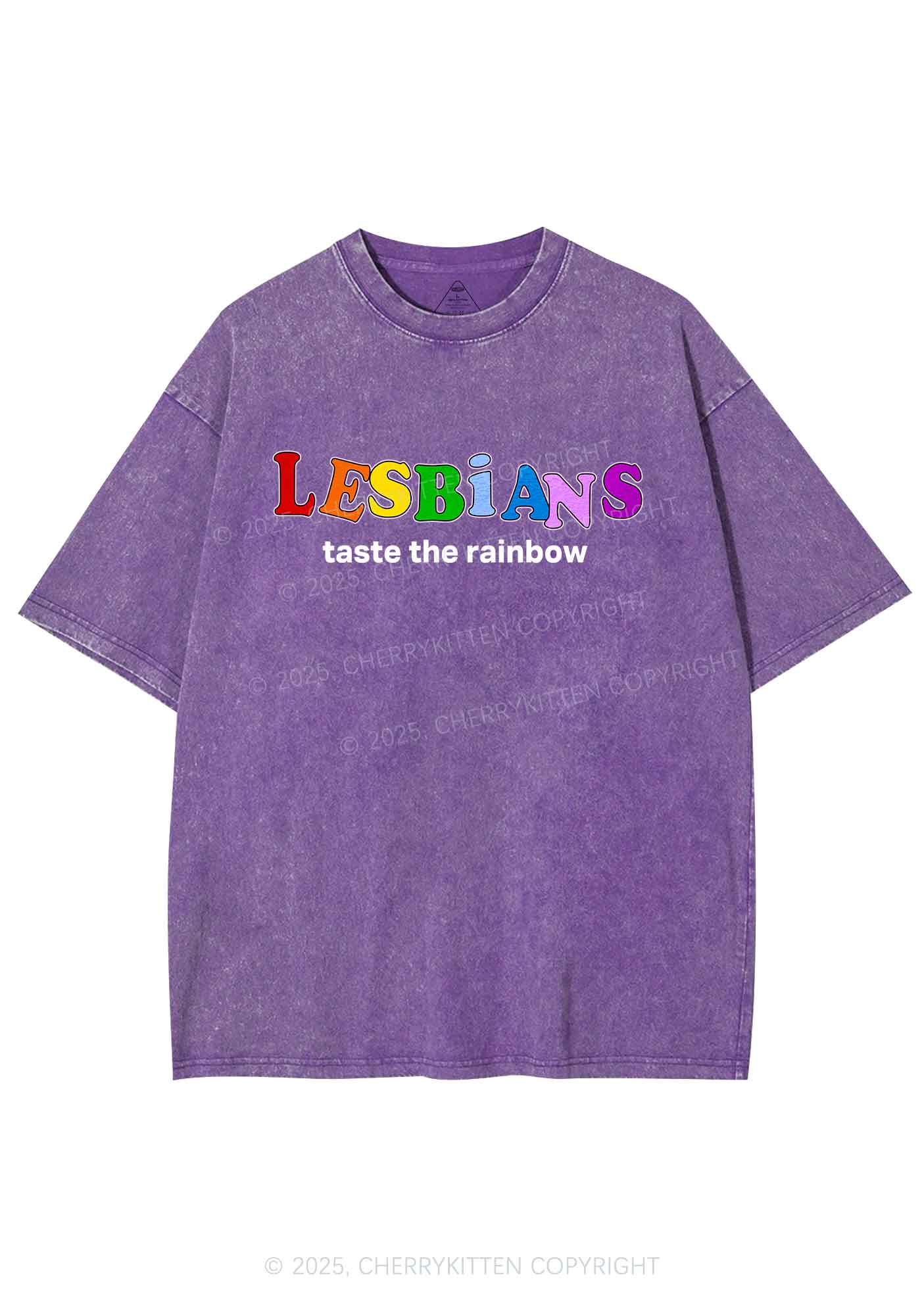 Lesbians Taste The Rainbow Y2K Shirts Washed Tee Cherrykitten