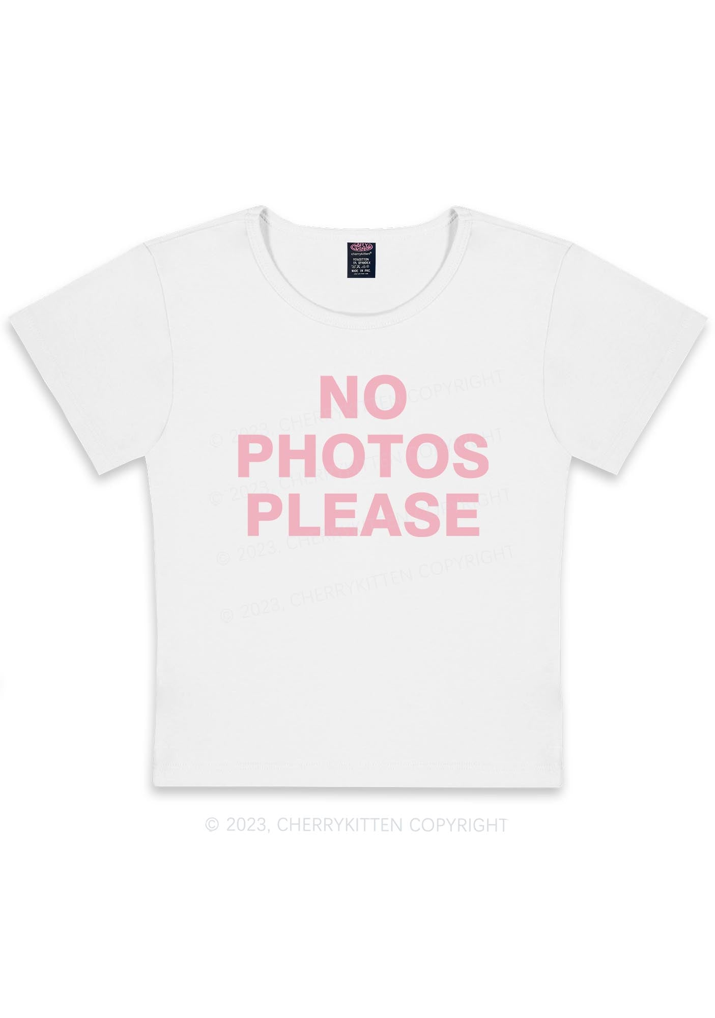 Curvy No Photos Please Y2K Baby Tee Cherrykitten