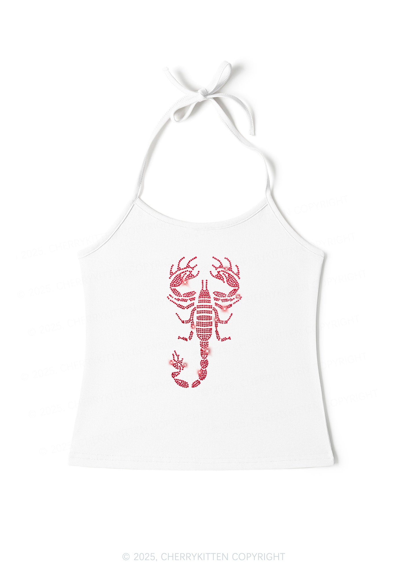 Rhinestone Red Scorpion Y2K Halter Neck Cami Cherrykitten