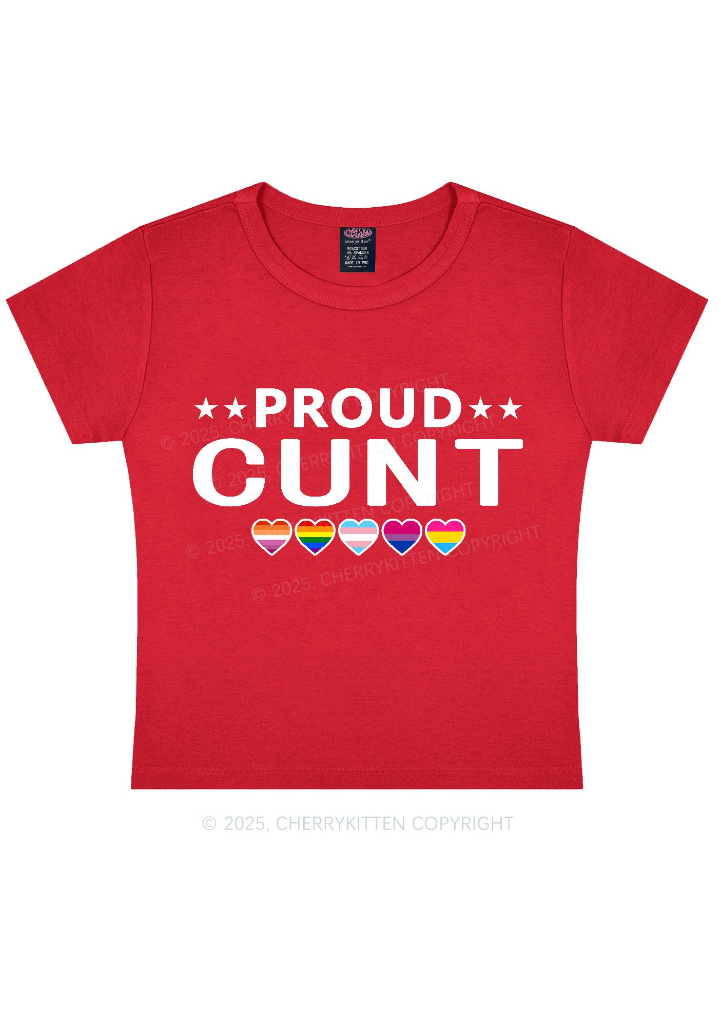 Proud Cxxt Pride Y2K Baby Tee Cherrykitten