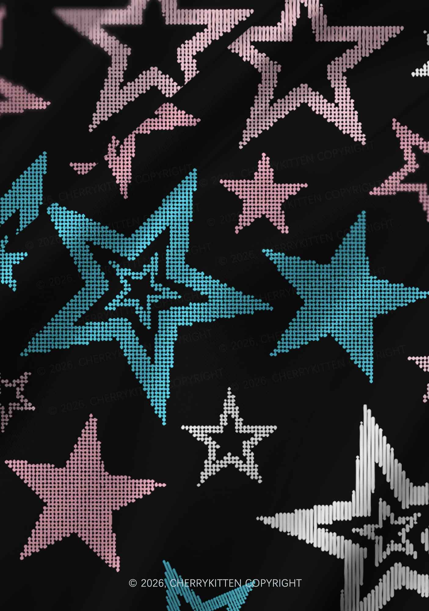 Trans Star Pride Y2K Print Satin Cowl Neck Slip Dress Cherrykitten