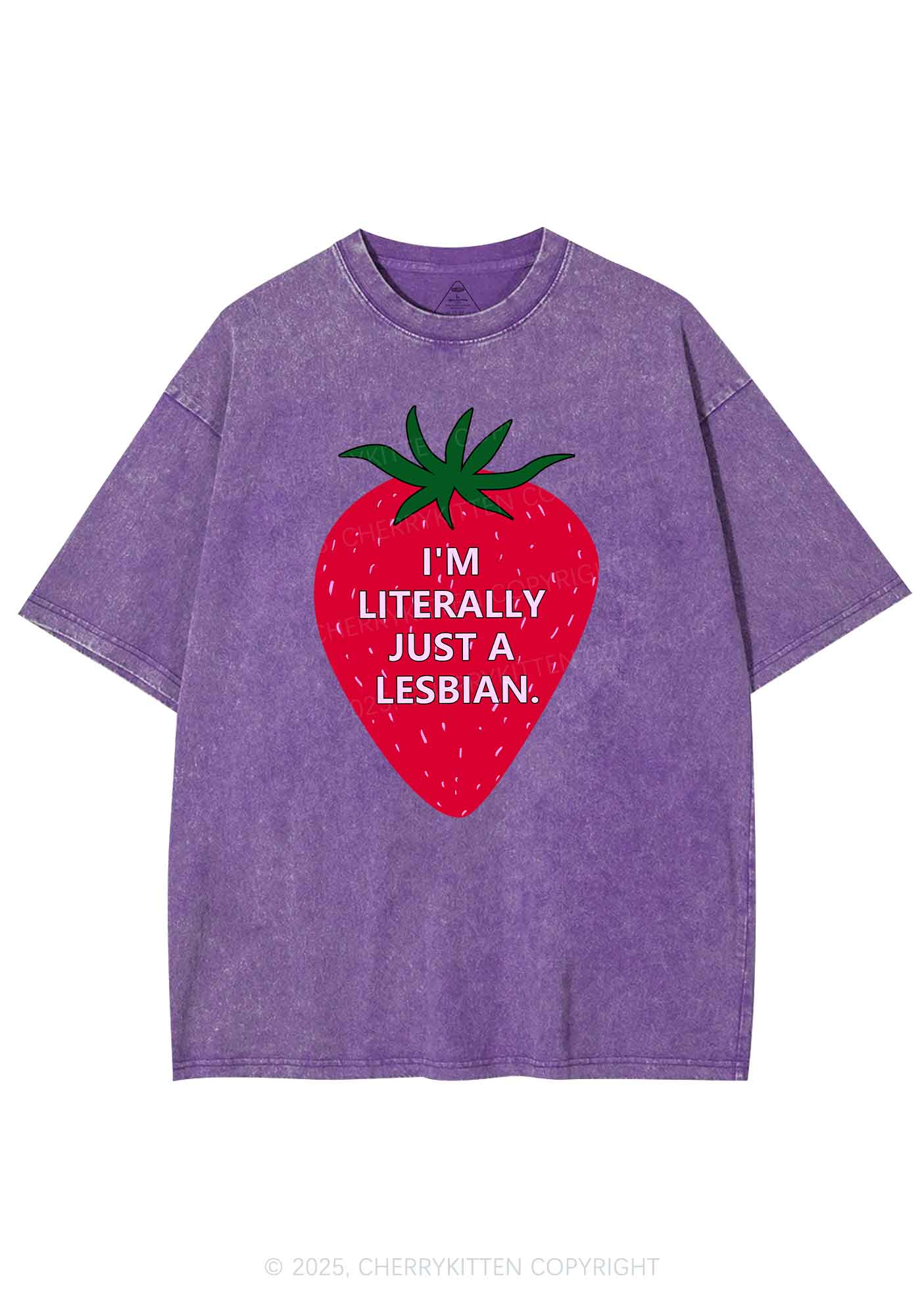 Lesbian Strawberry Pride Y2K Shirts Washed Tee Cherrykitten