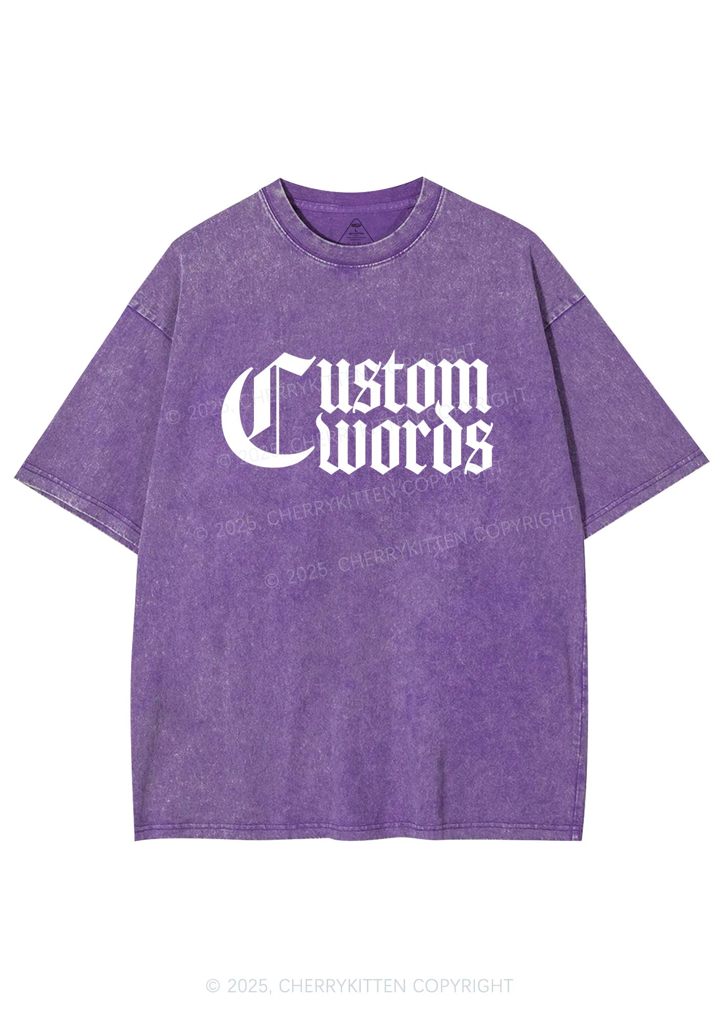 Custom Text Gothic Font Y2K Shirts Washed Tee Cherrykitten