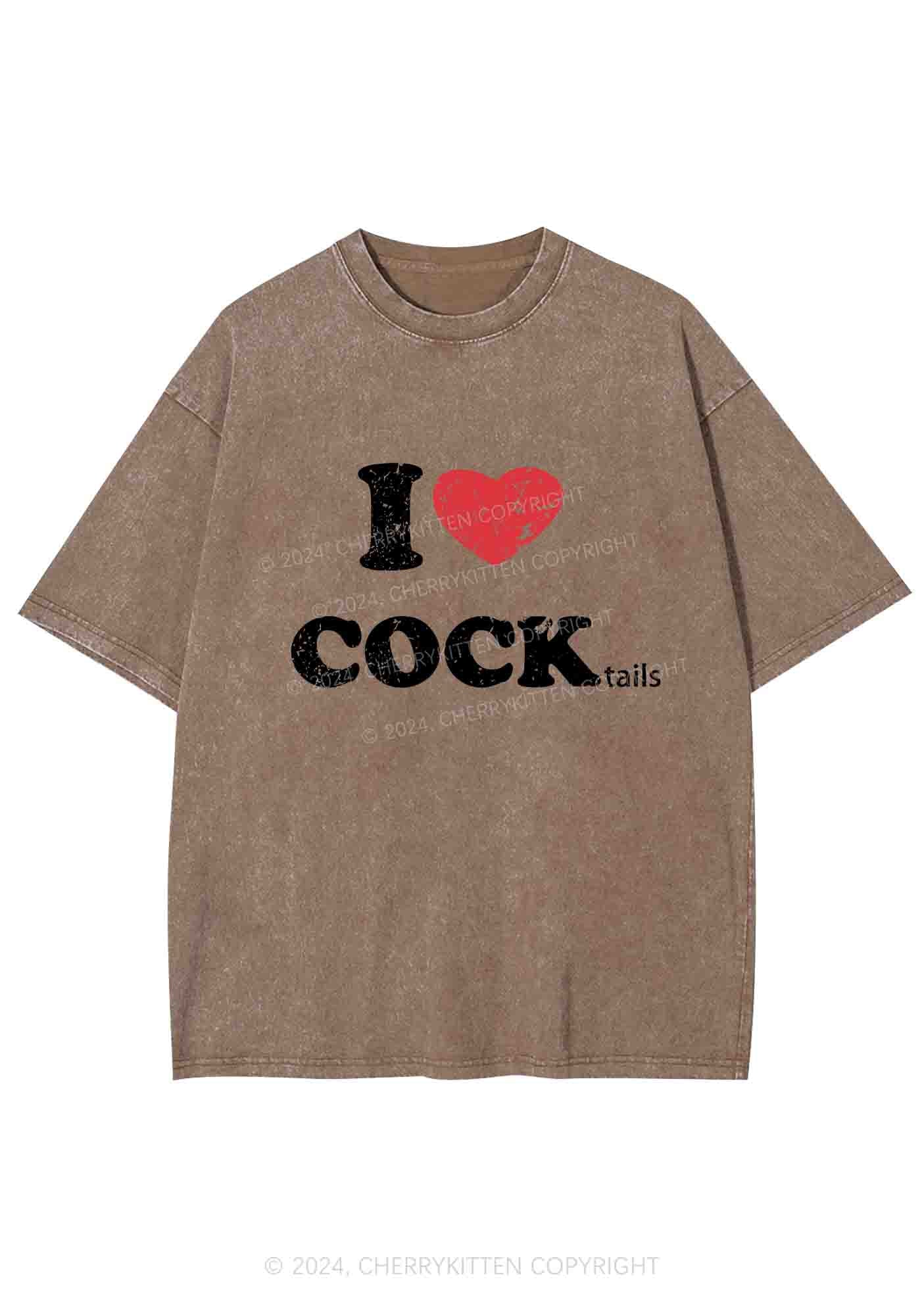 I Love Cocktails Y2K Washed Tee Cherrykitten