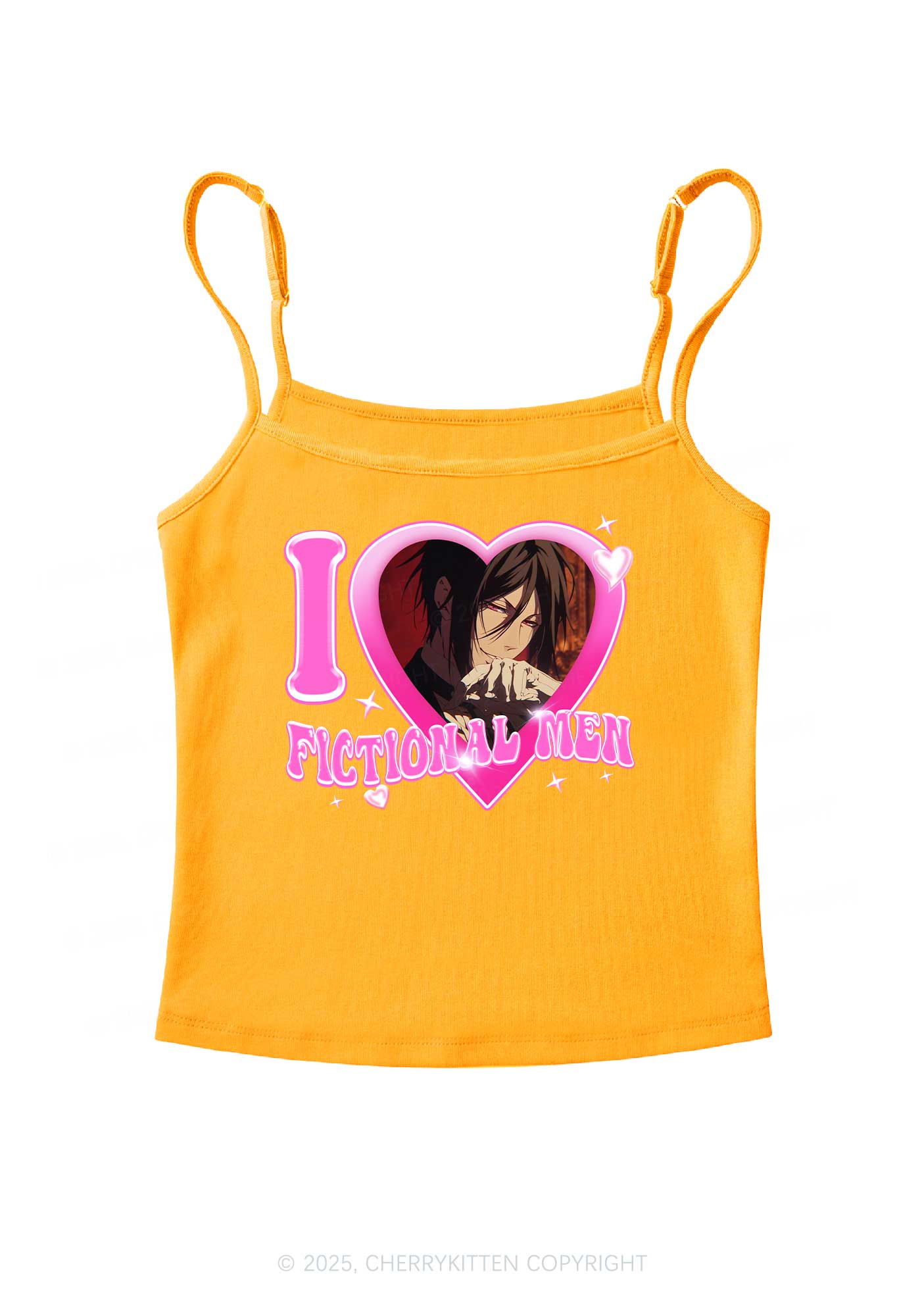 Custom I Love Fictional Men Y2K Spaghetti Strap Cami Cherrykitten