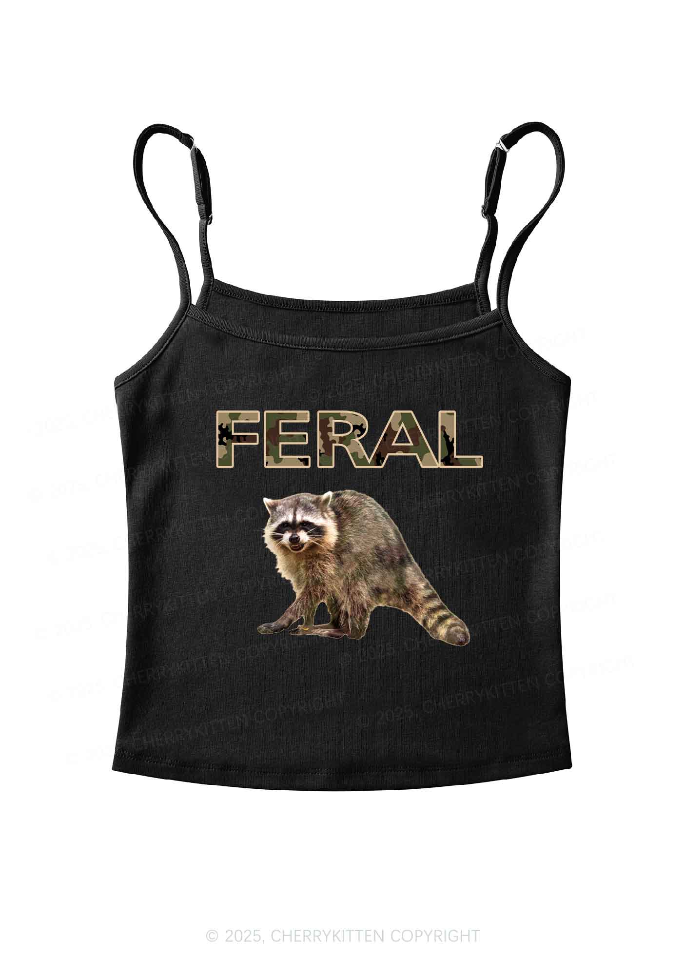 Feral Raccoon Y2K Spaghetti Strap Cami Cherrykitten