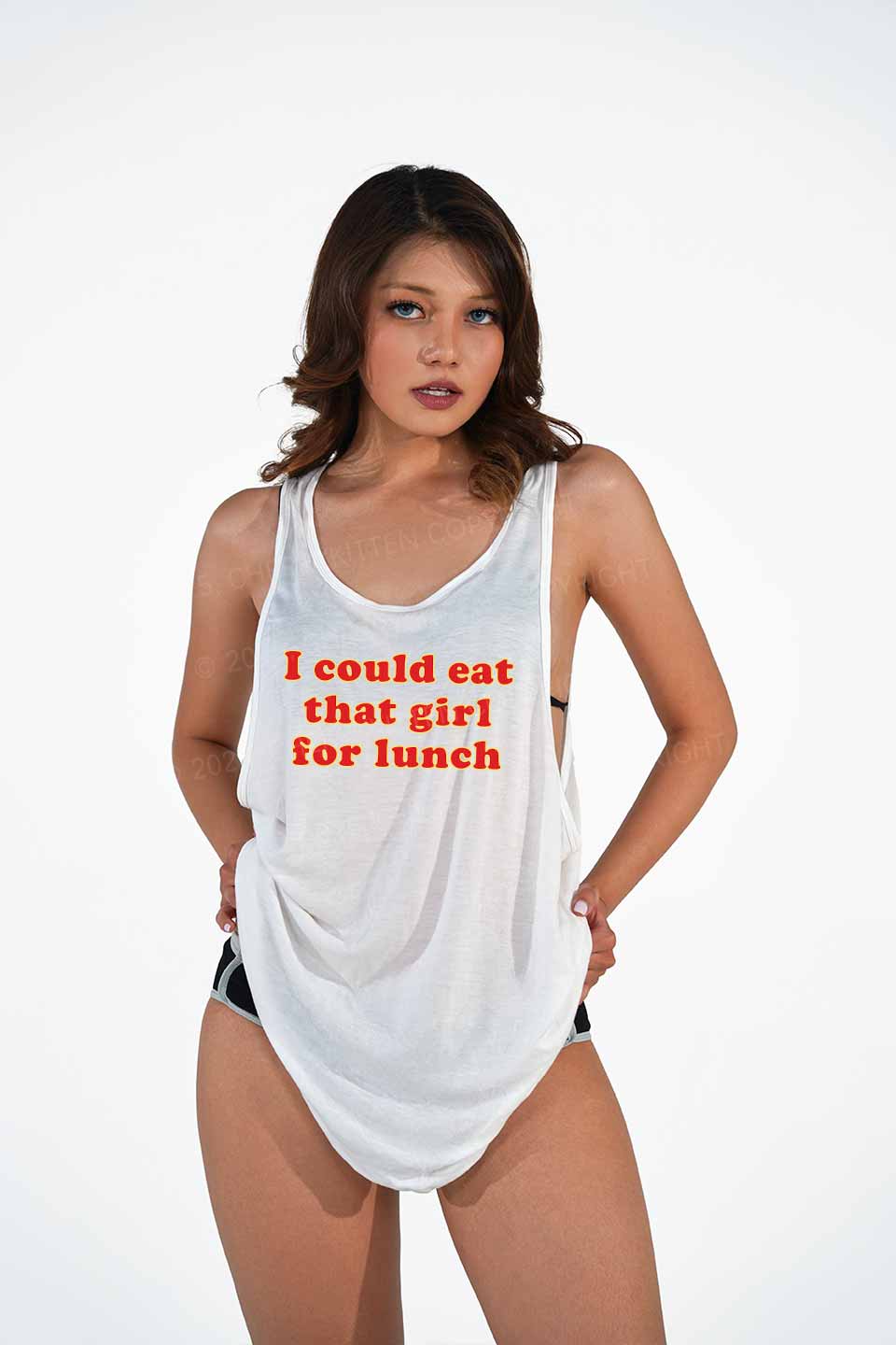 Eat That Girl For Lunch Pride Y2K Sheer Boyfriend Tank Cherrykitten