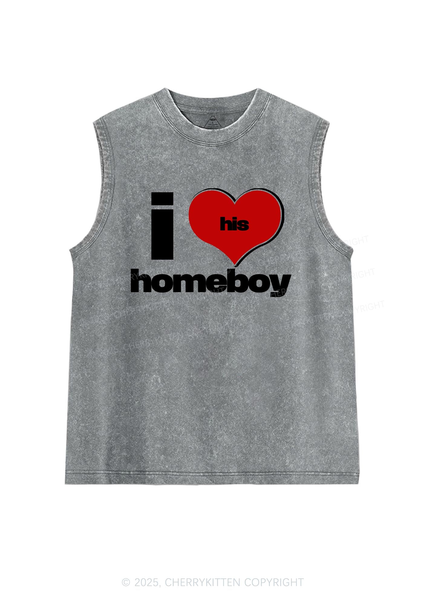 I Love His Homeboy Y2K Washed Muscle Tank Cherrykitten