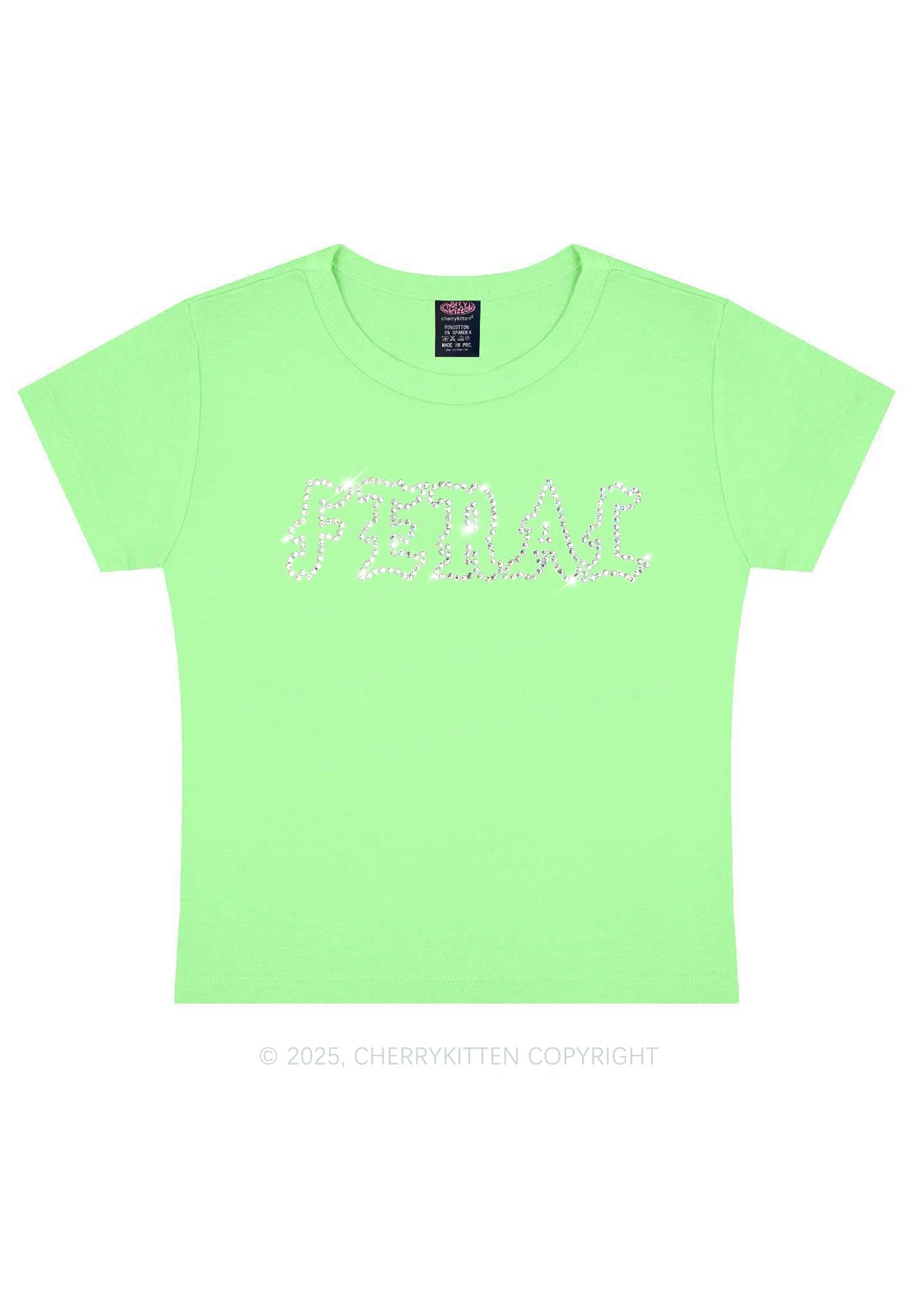 Rhinestone Feral Y2K Baby Tee Cherrykitten