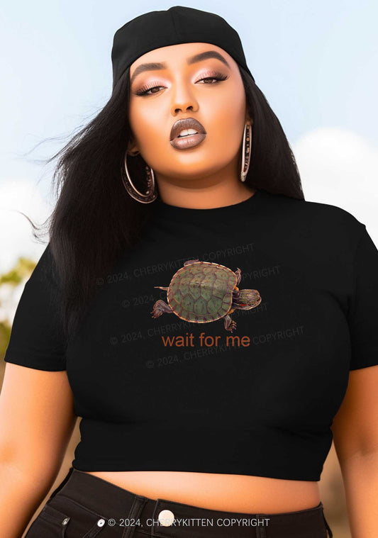 Curvy Wait For Turtle Y2K Baby Tee Cherrykitten