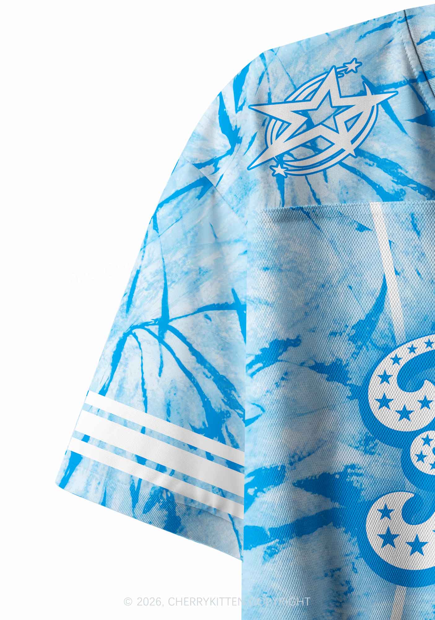 Blue Tie Dye Faggot Pride Y2K Crop Sport Jersey Shirts Cherrykitten