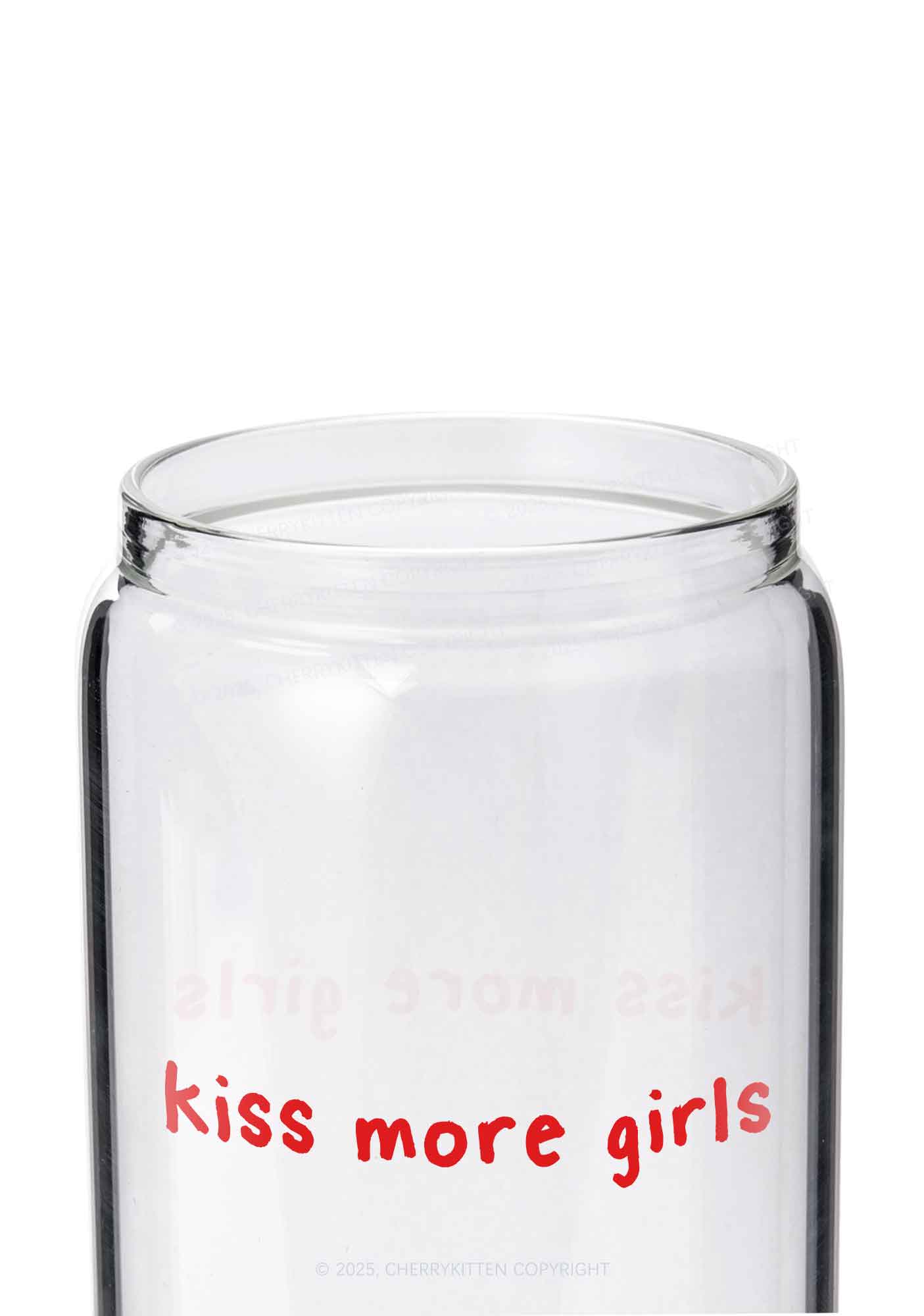 Kiss More Girls Pride Y2K Printed Glass Cup Cherrykitten