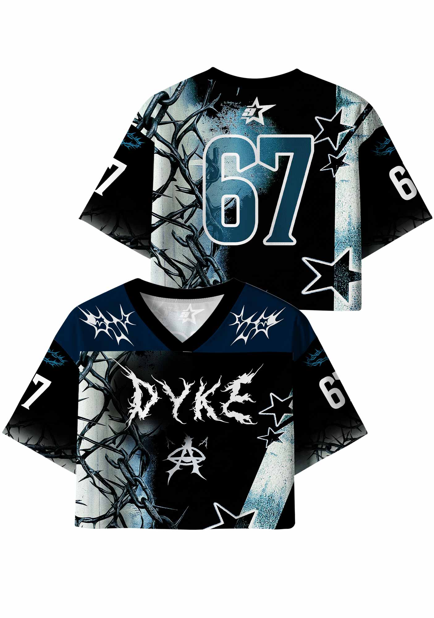 Black Thorn Dyke Pride Y2K Crop Sport Jersey Shirts Cherrykitten