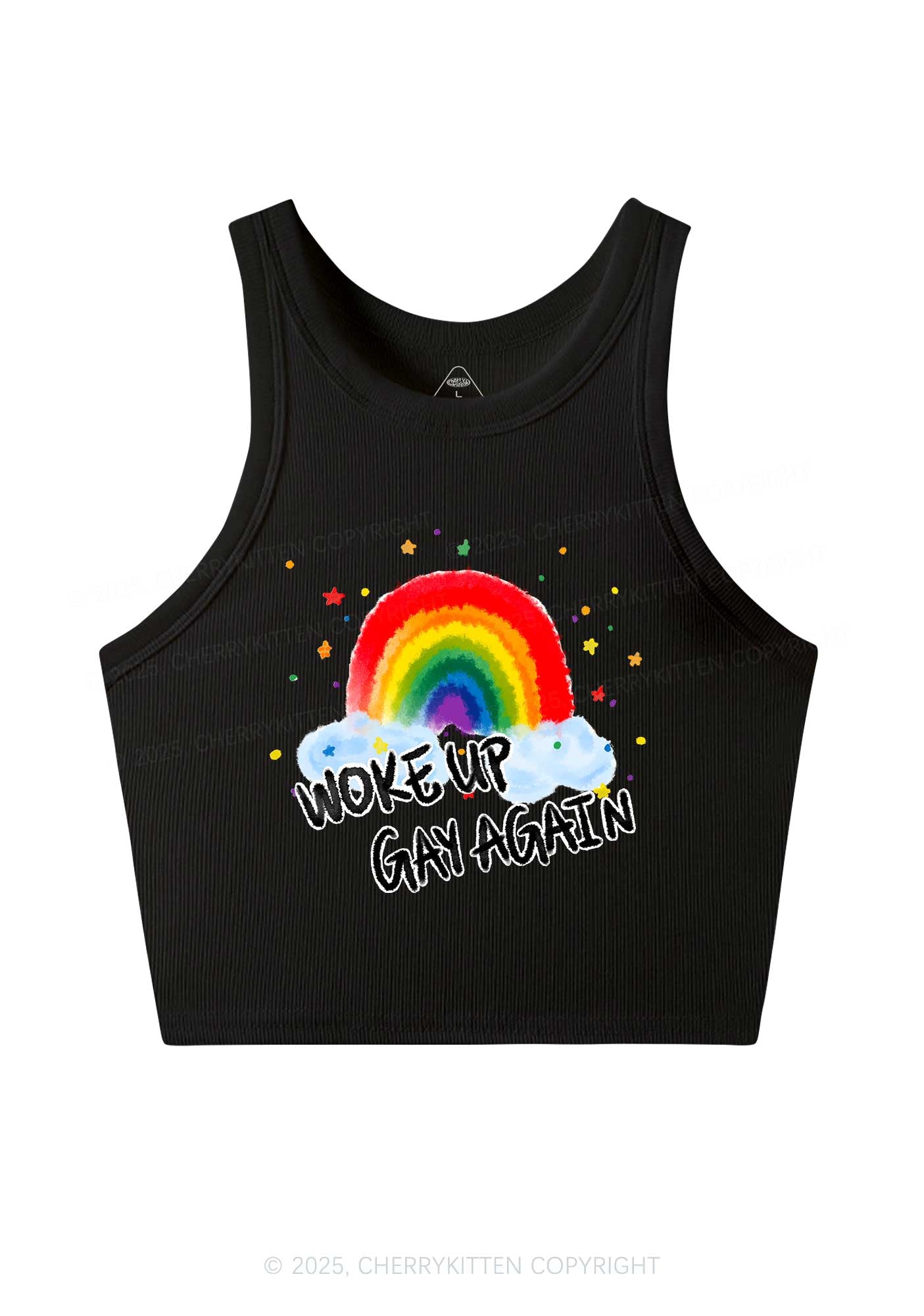 Woke Up Gay Again Y2K Crop Tank Top Cherrykitten