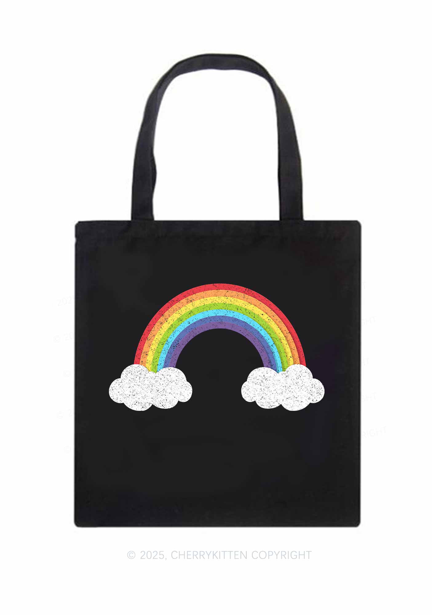 Rainbow Cloud Pride Y2K Canvas Tote Bag Cherrykitten