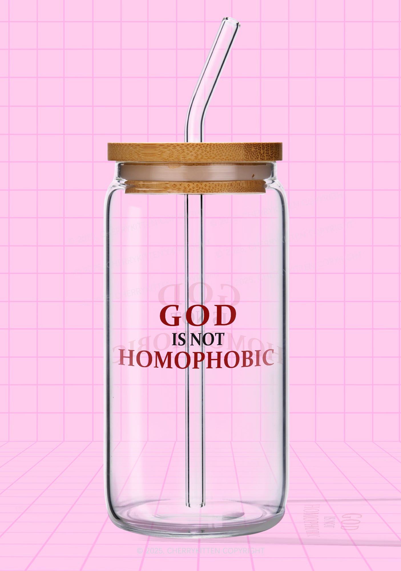 God Is Not Homophobic Pride Y2K Printed Glass Cup Cherrykitten