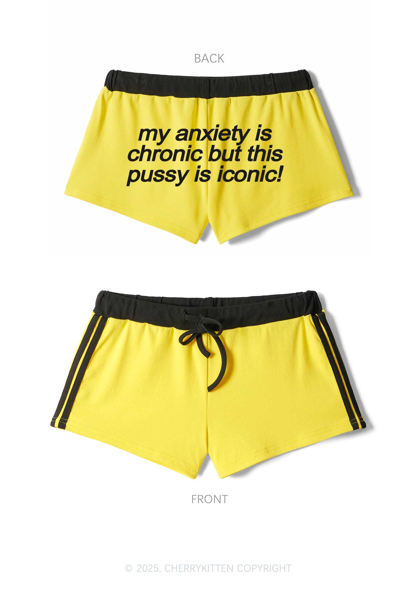 My Anxiety Is Chronic Y2K Drawstring Mini Shorts Cherrykitten
