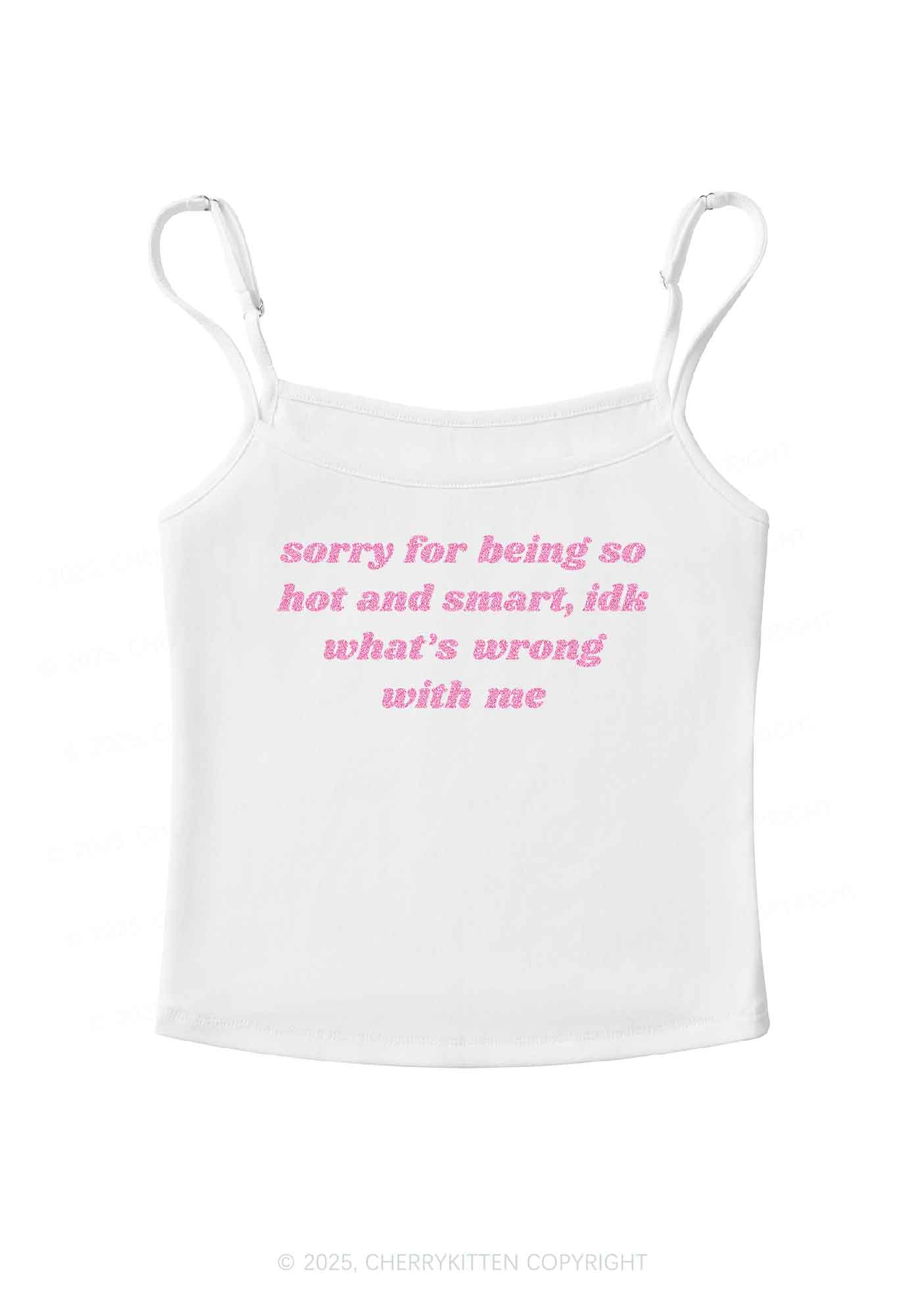 Glitter Sorry For Being So Smart Y2K Spaghetti Strap Cami Cherrykitten