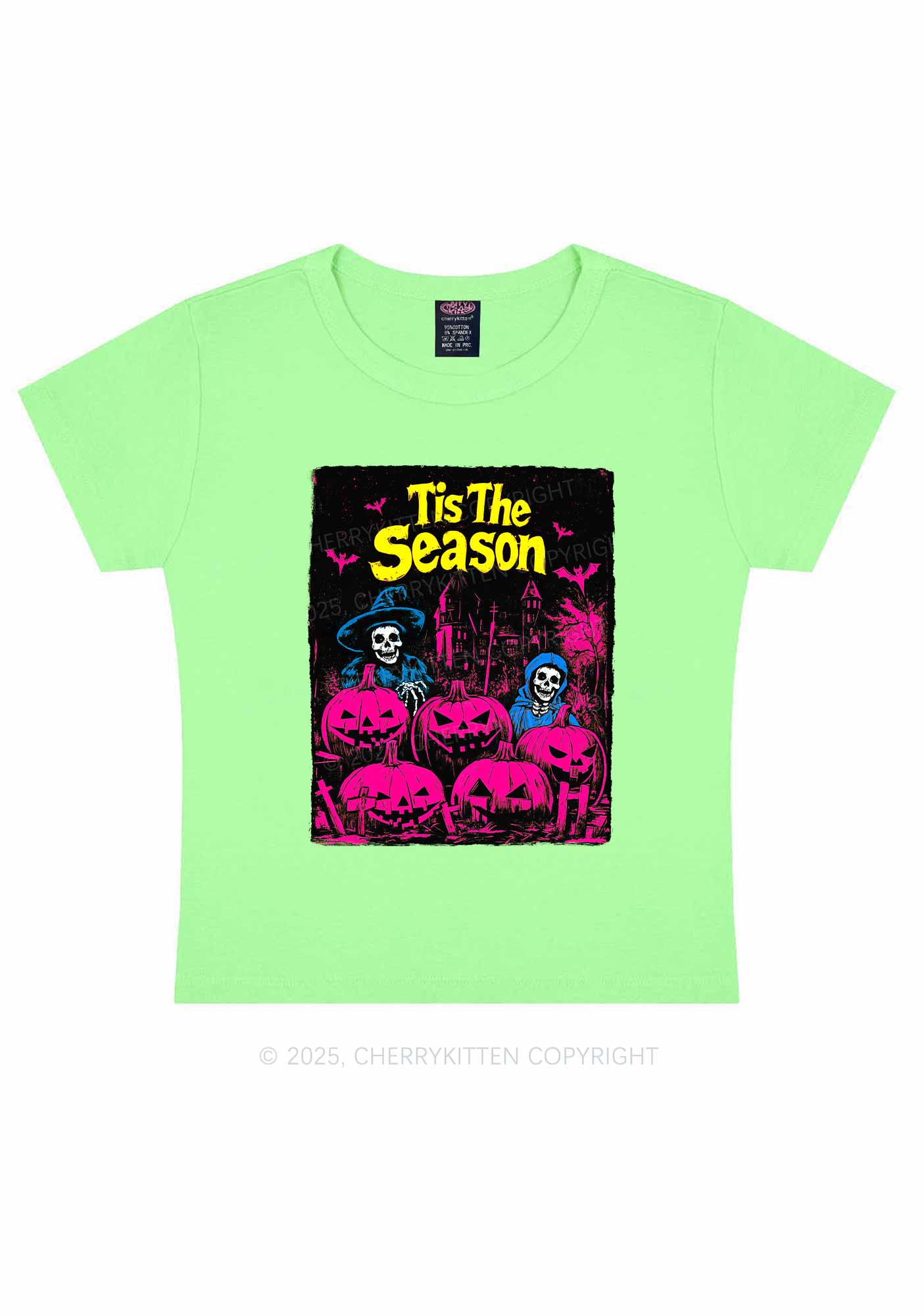 Halloween Tis The Season Skull Y2K Baby Tee Cherrykitten