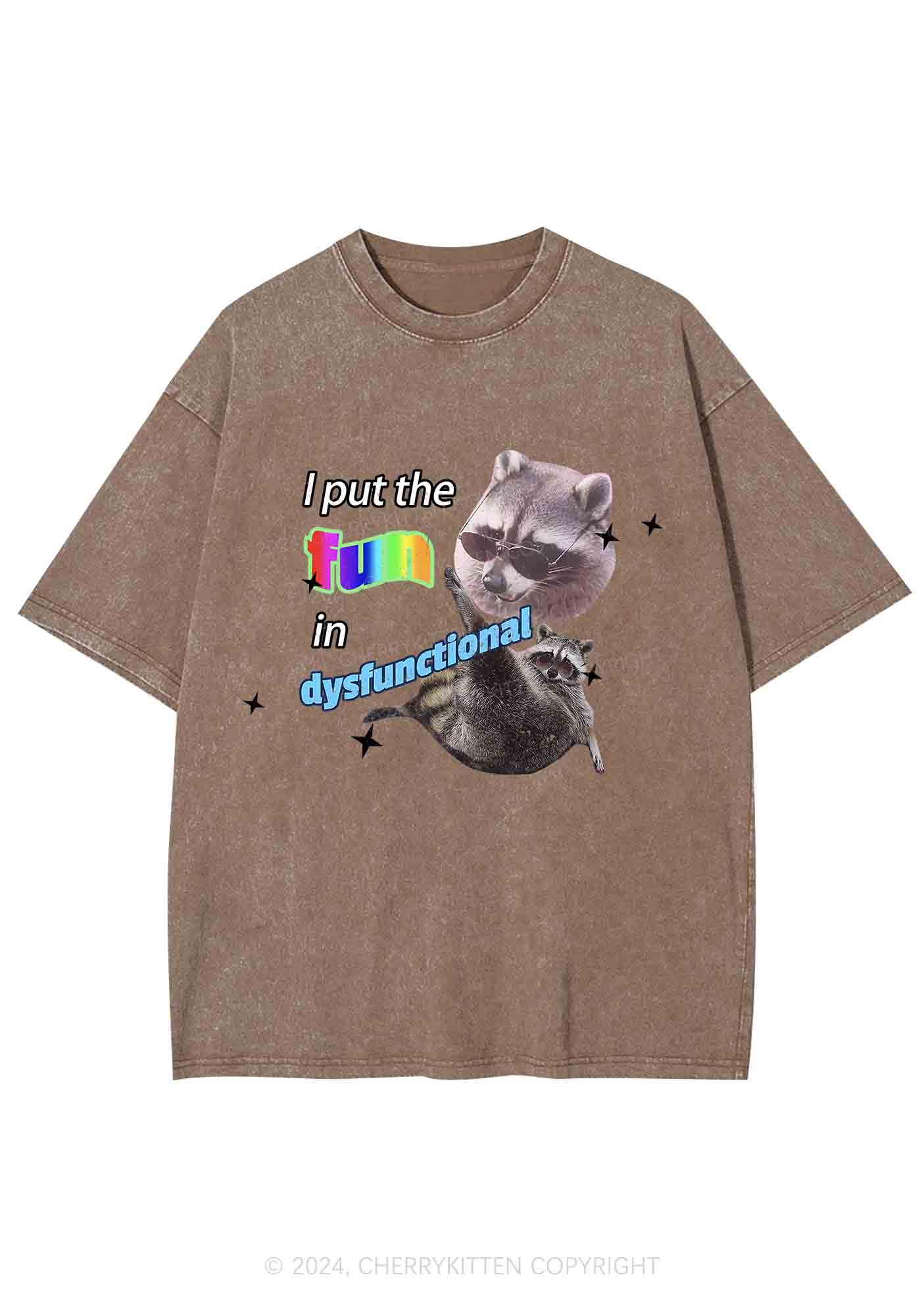 I Put The Fun In Dysfunctional Y2K Washed Tee Cherrykitten