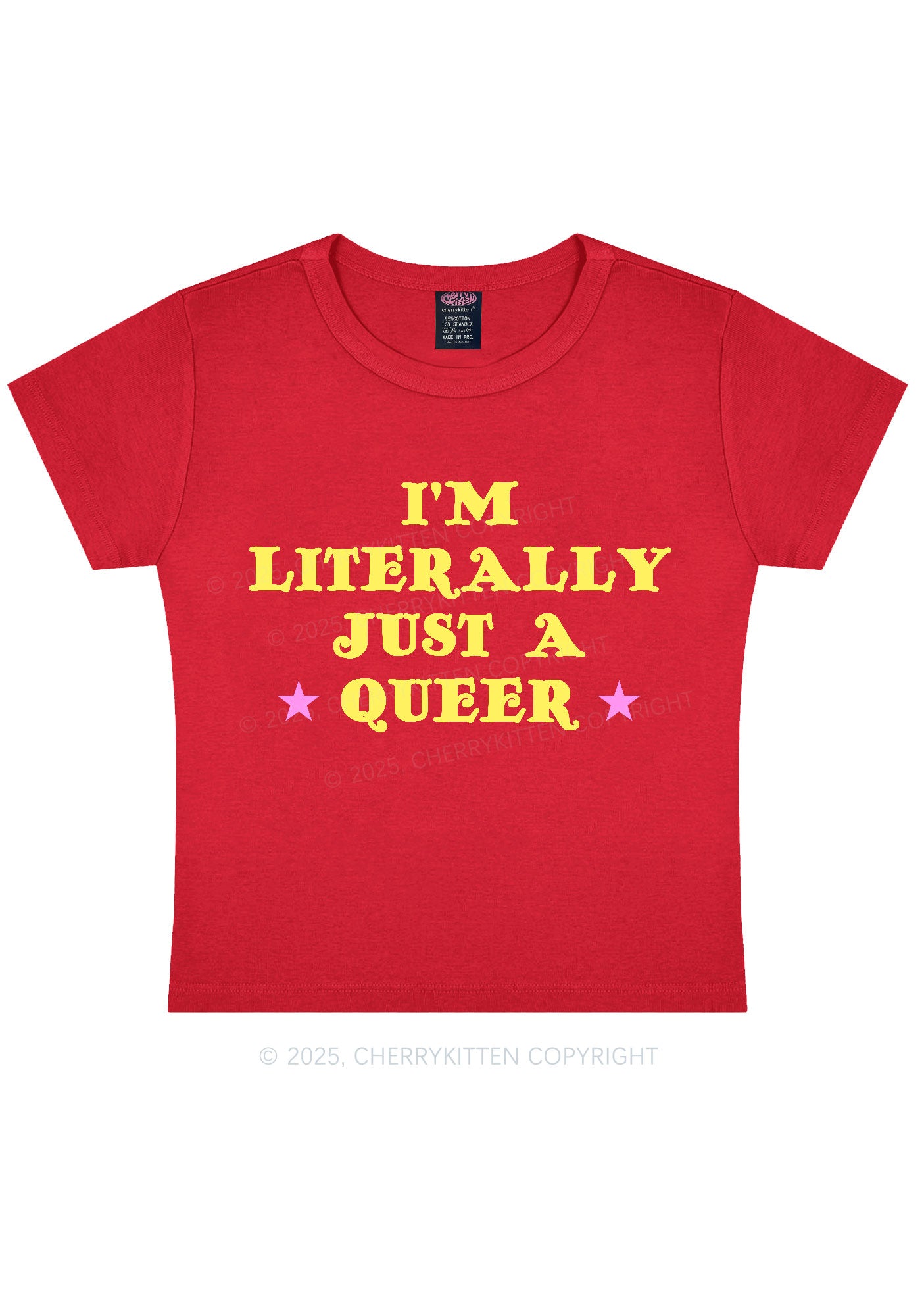 Just A Queer Pride Y2K Baby Tee Cherrykitten
