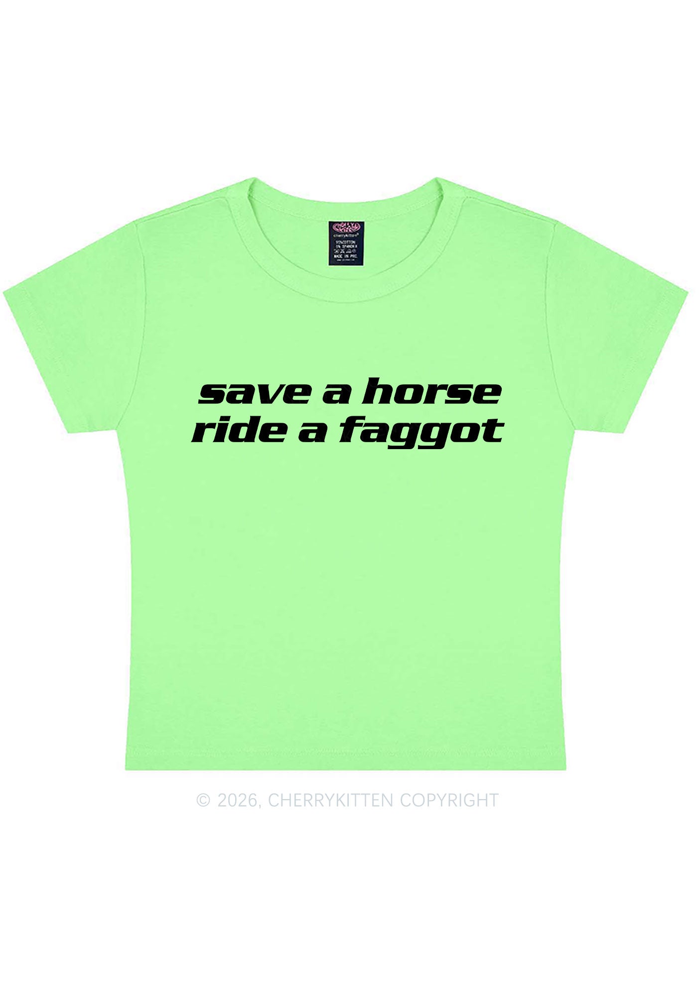 Save Horse Ride Faggot Pride Y2K Baby Tee Cherrykitten