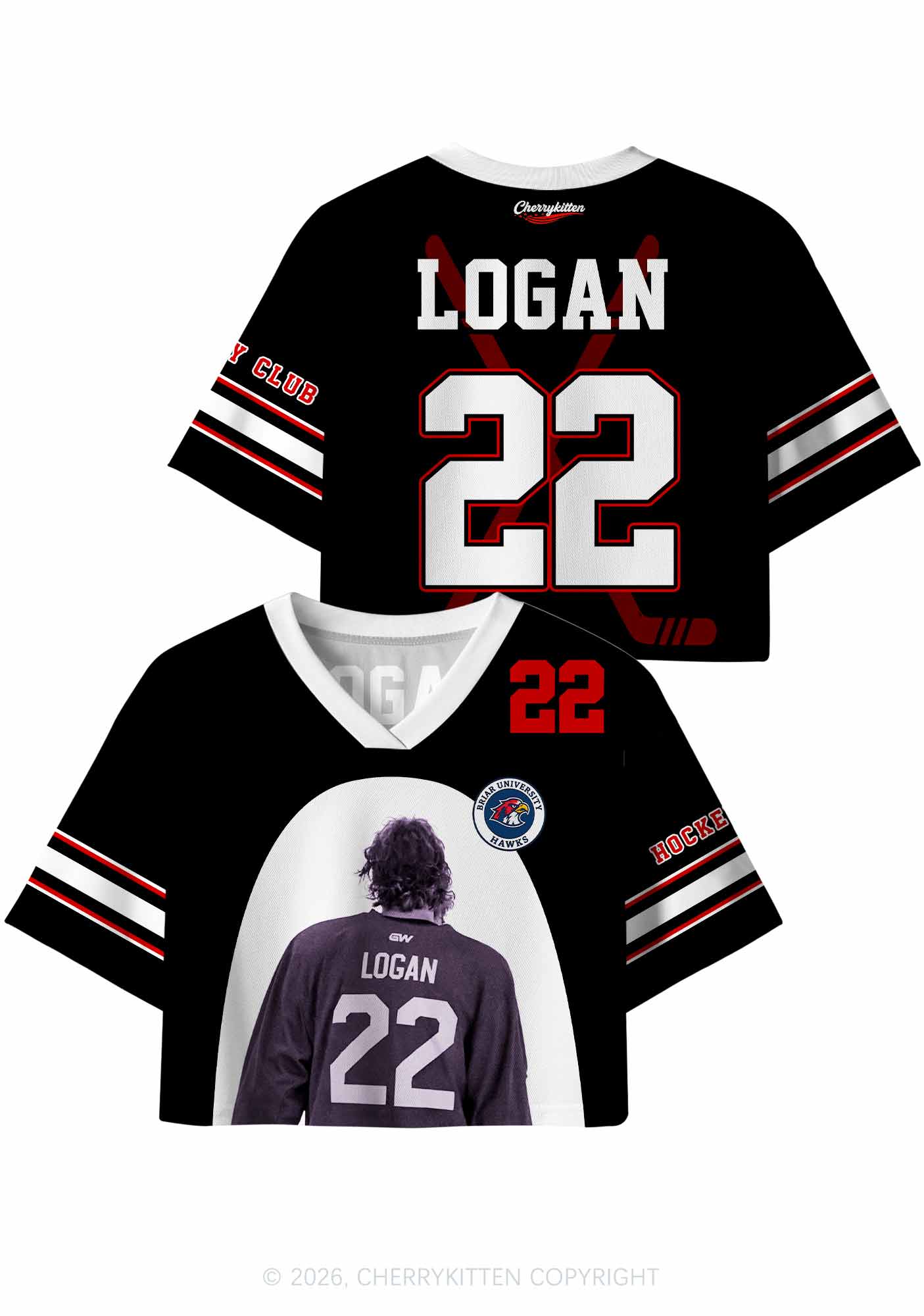 Hockey Player JL Y2K Crop Sport Jersey Shirts Cherrykitten