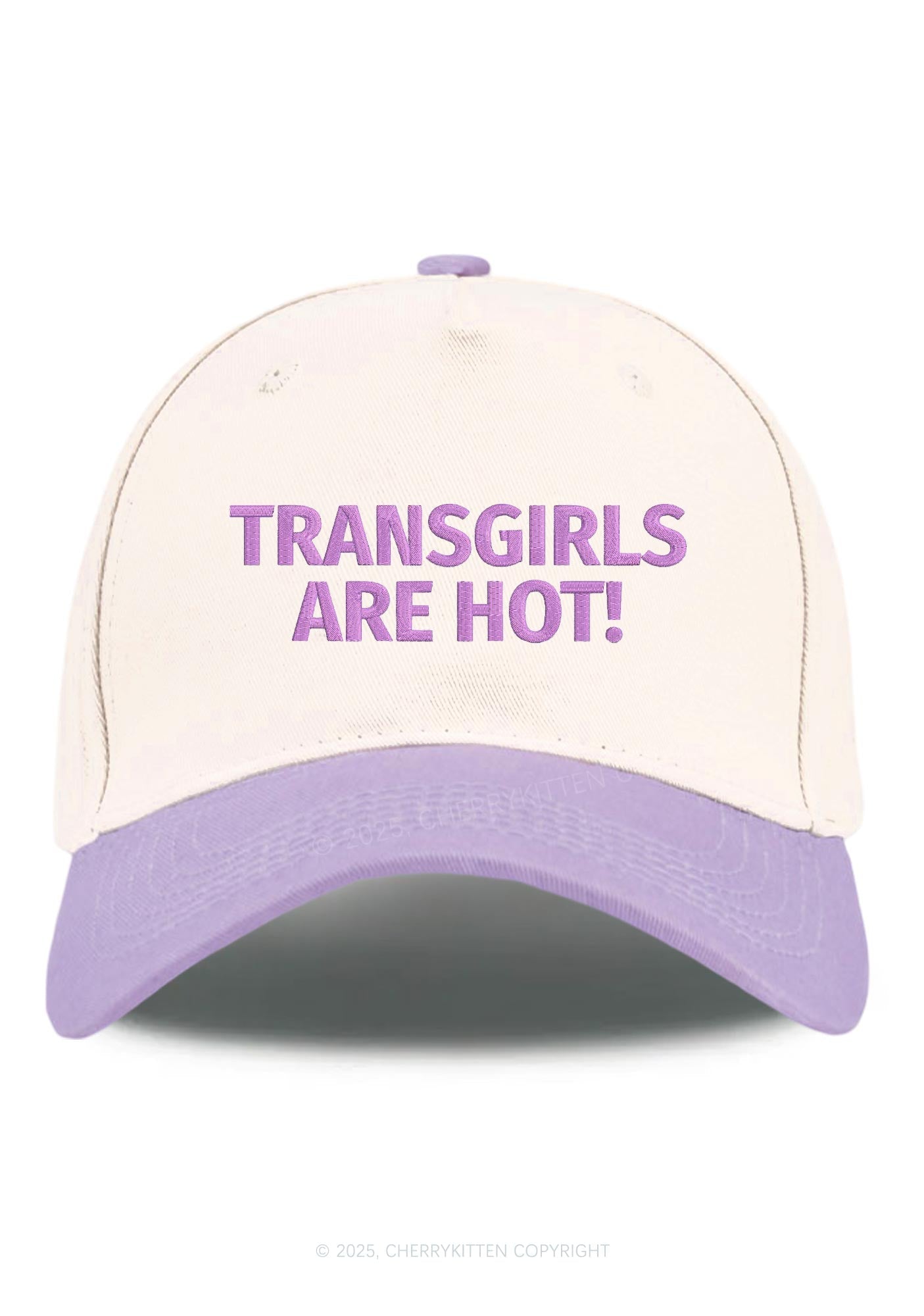 Embroidered Transgirls Are Hot Pride Y2K Color Block Baseball Cap Cherrykitten