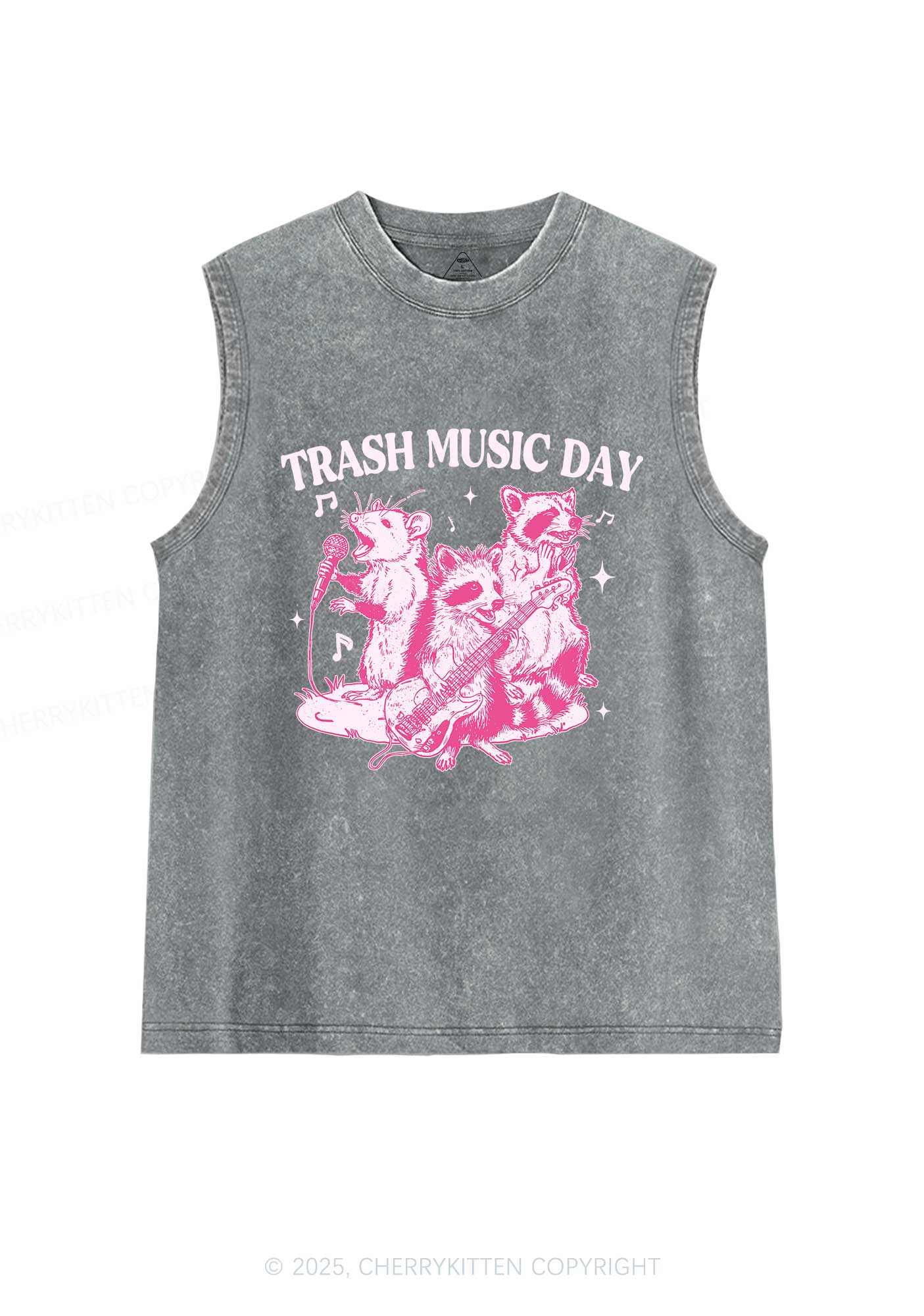 Trash Music Day Y2K Washed Muscle Tank Cherrykitten