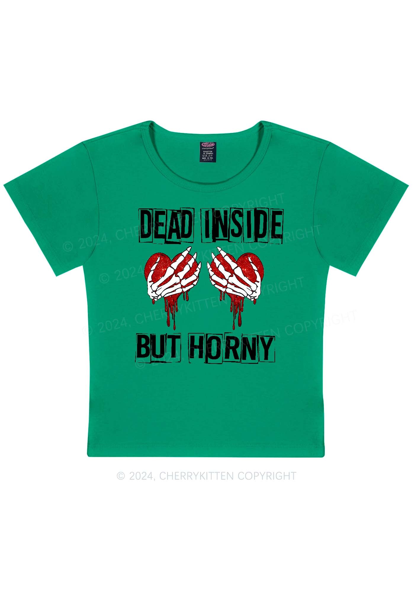 Dead Inside But Hxrny Y2K Valentine's Day Baby Tee Cherrykitten