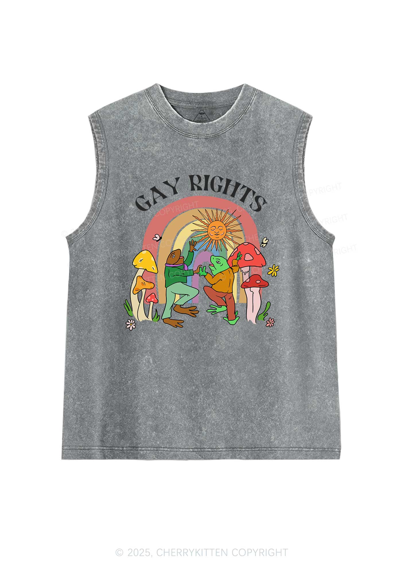 Gay Rights Pride Y2K Washed Muscle Tank Cherrykitten