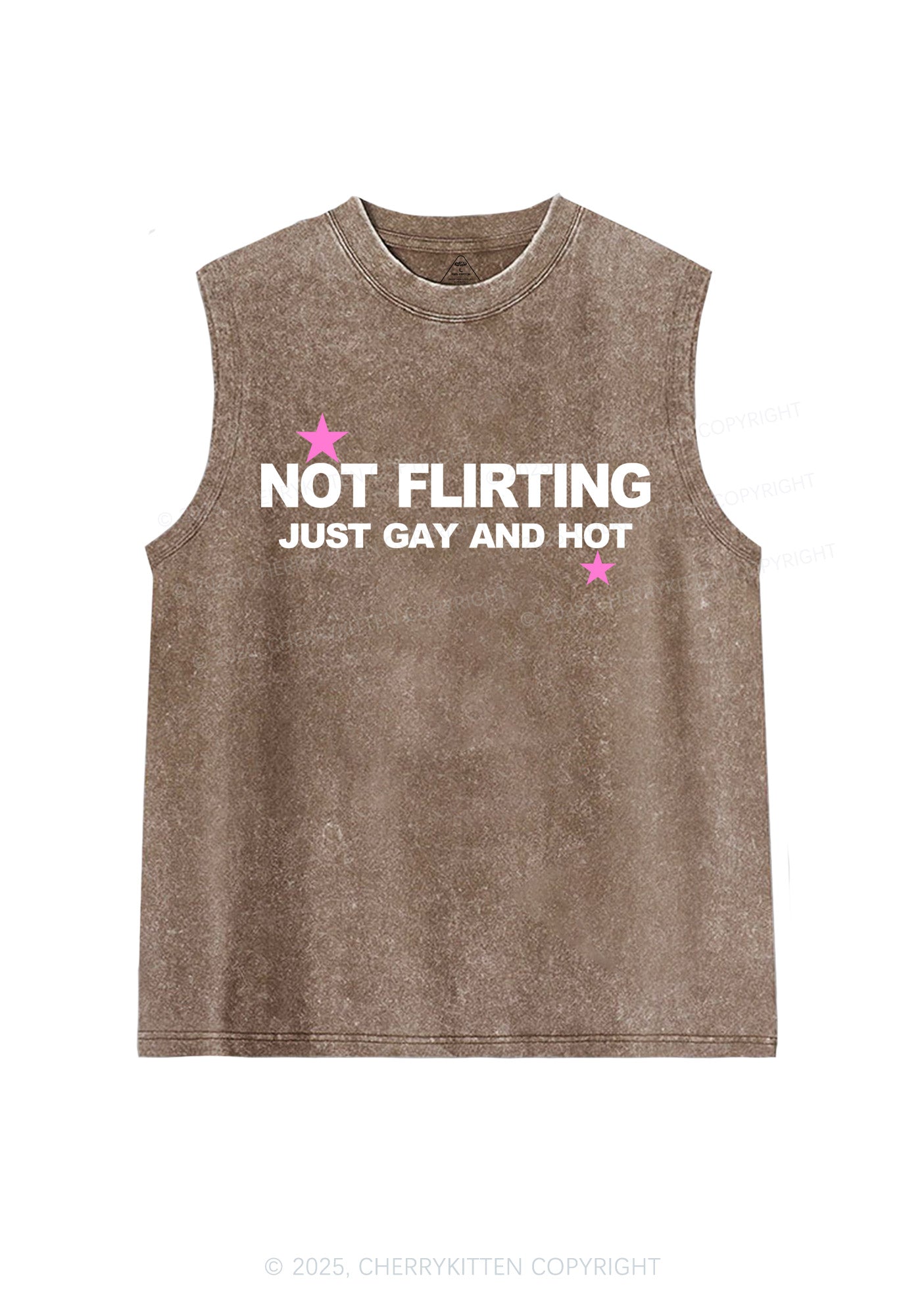 Not Flirting Pride Y2K Washed Muscle Tank Cherrykitten