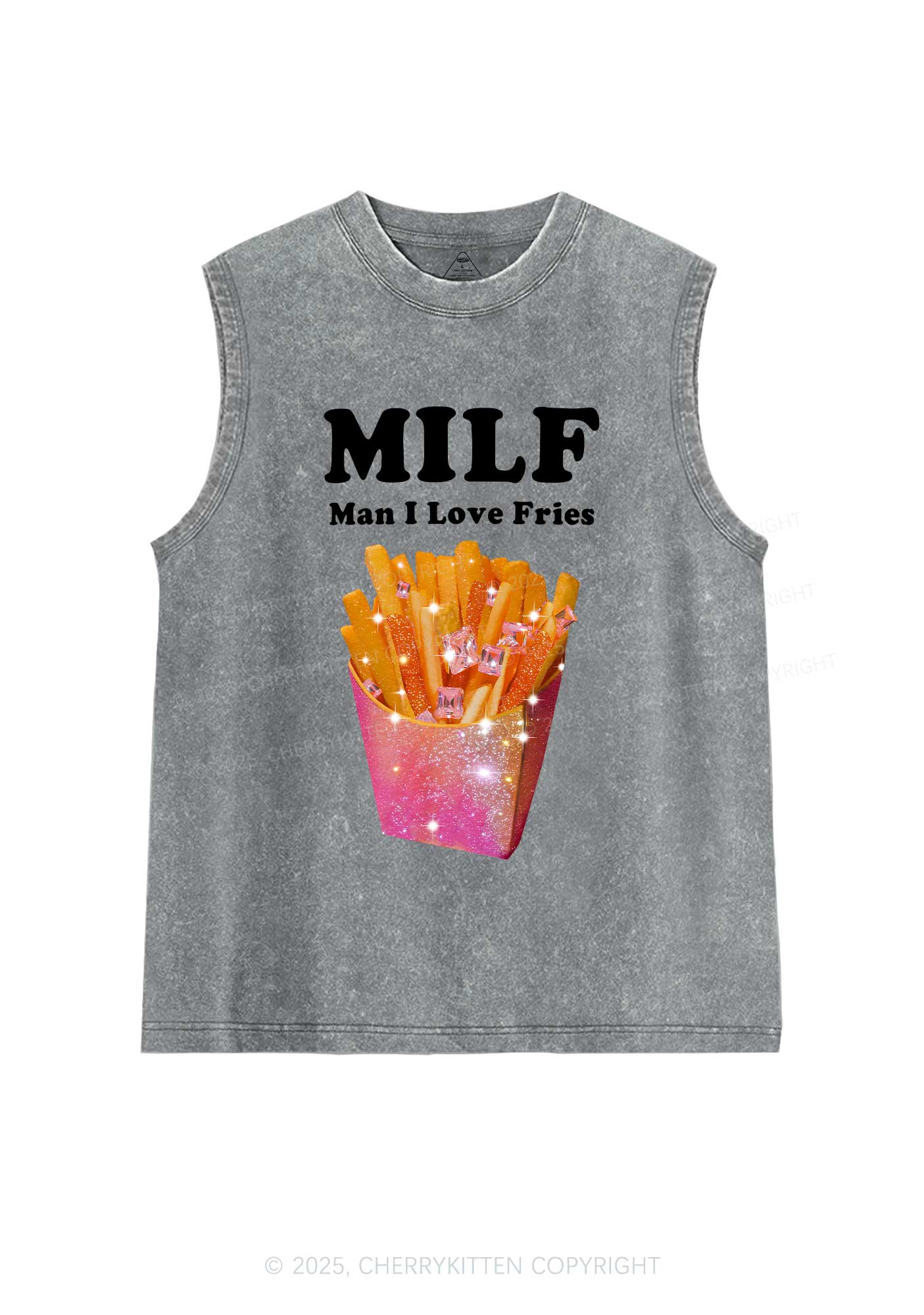 Man I Love Fries Y2K Washed Muscle Tank Cherrykitten