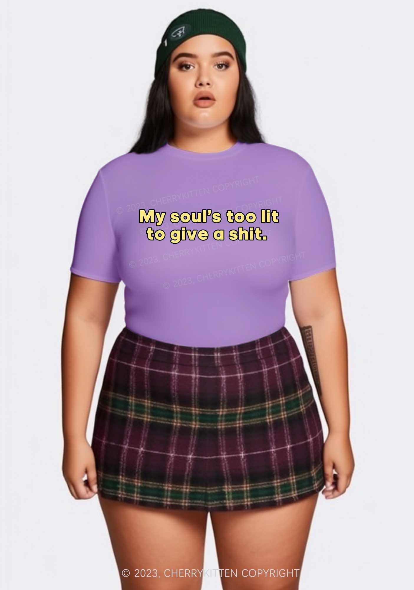 Curvy My Soul's Too Lit Y2K Baby Tee Cherrykitten