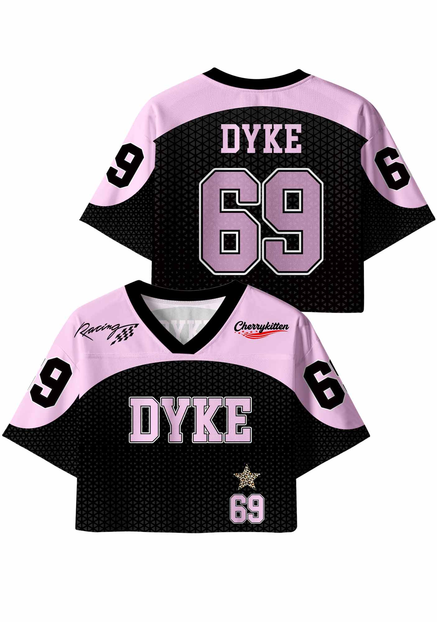 Pink Dyke Pride Y2K Crop Sport Jersey Shirts Cherrykitten