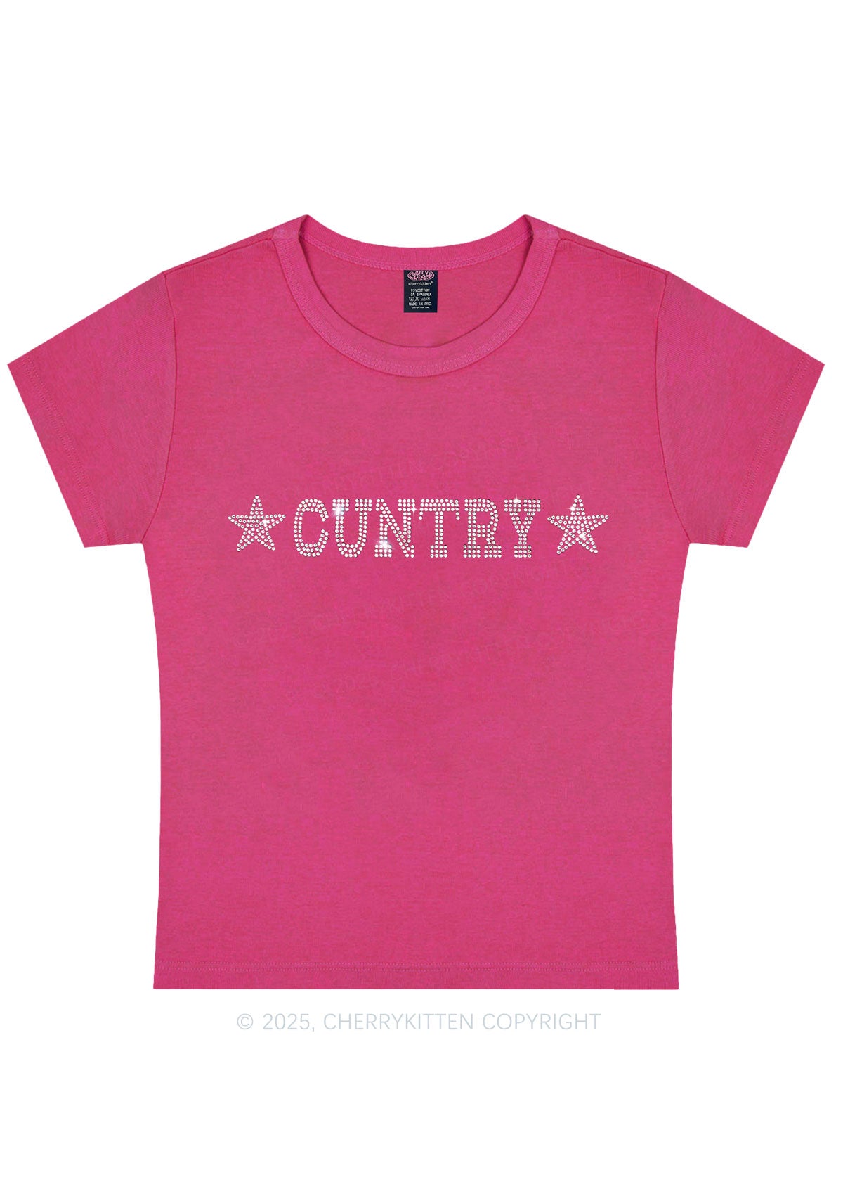Rhinestone Cuntry Y2K Baby Tee Cherrykitten