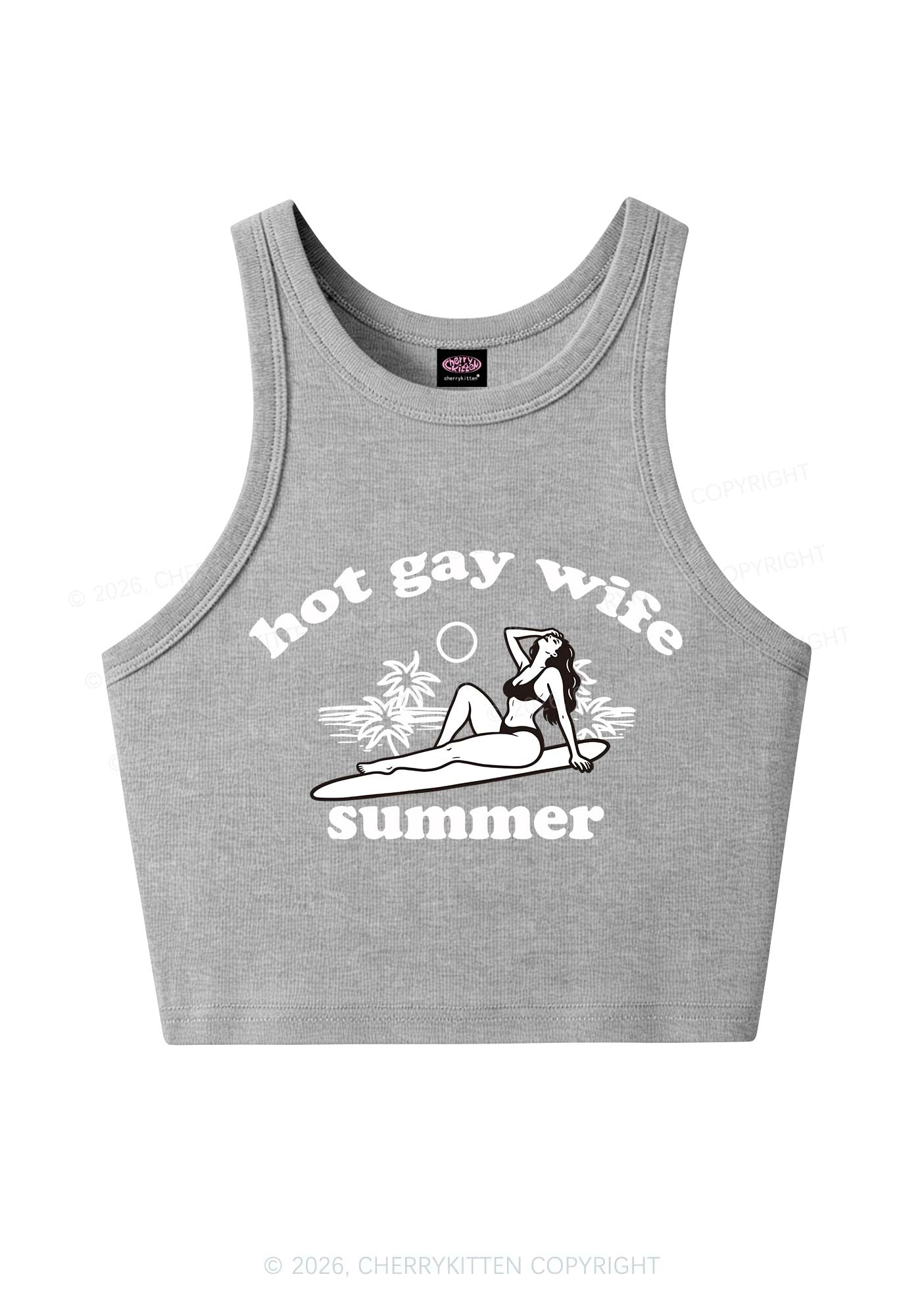 Hot Gay Wife Summer Pride Y2K Crop Tank Top Cherrykitten