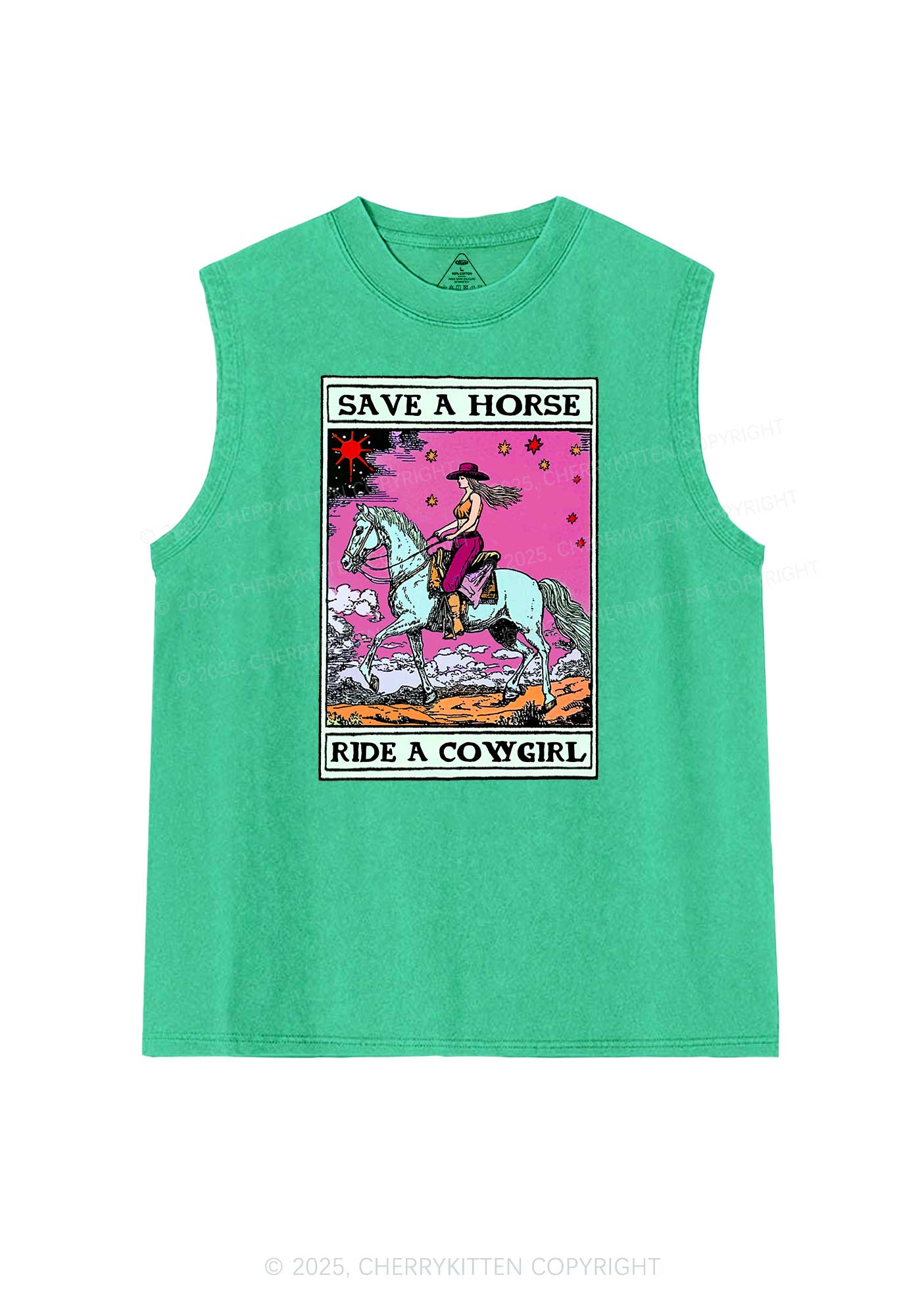 Save Horse Ride Cowgirl Pride Y2K Washed Muscle Tank Cherrykitten