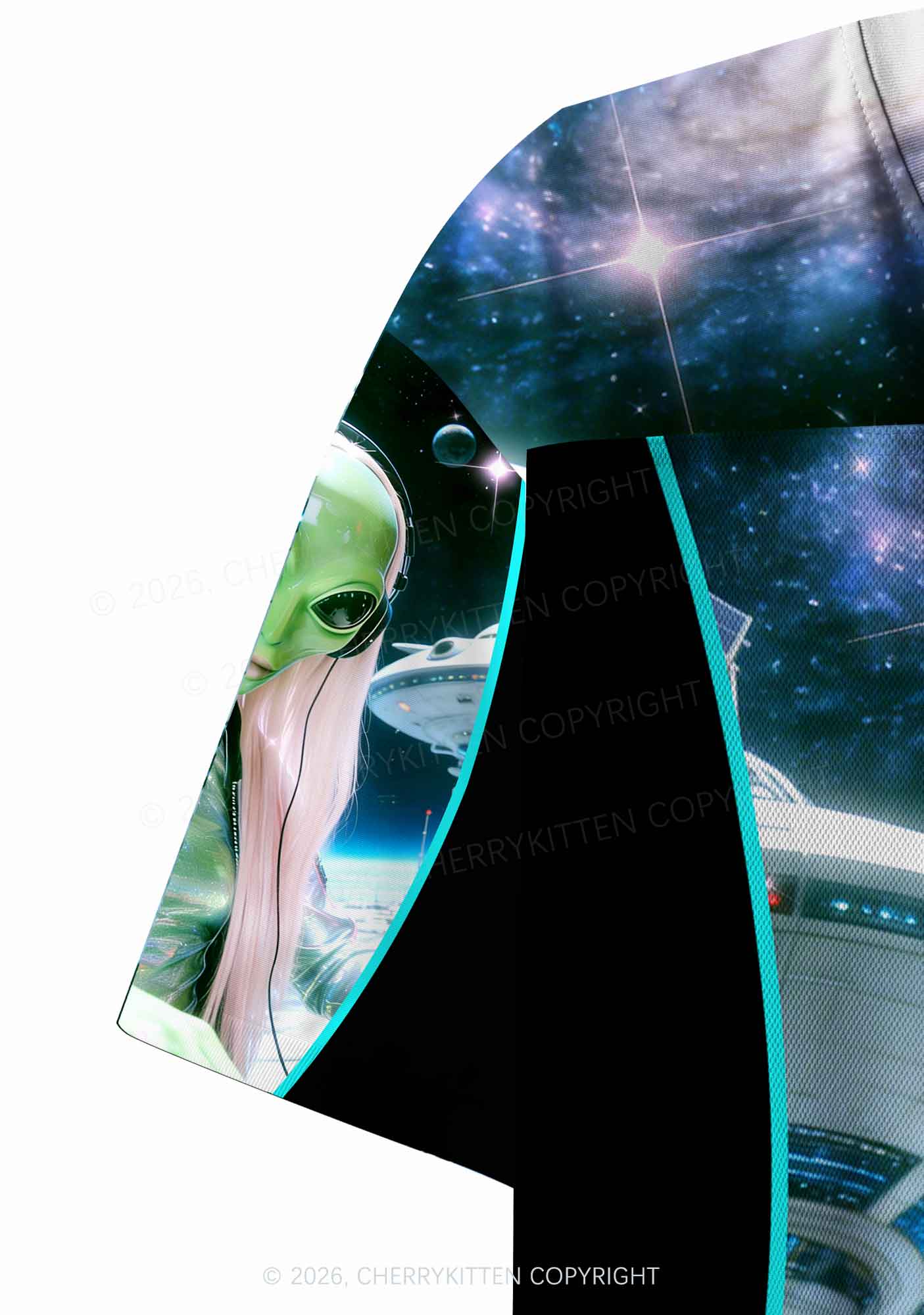 Techno Alien DJ Y2K Crop Sport Jersey Shirts Cherrykitten