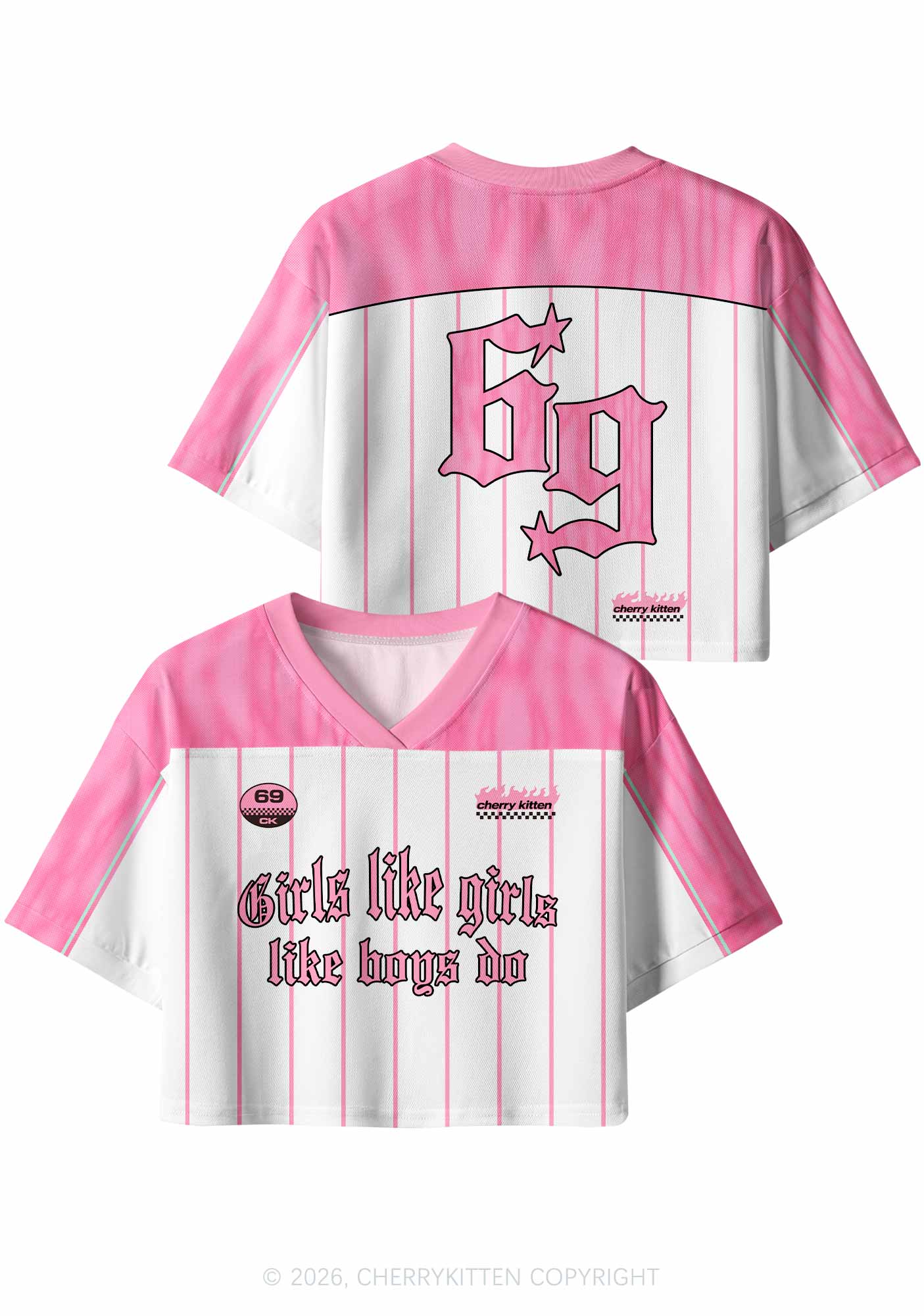 Girls Like Girls Like Boys Do Pride Y2K Crop Sport Jersey Shirts Cherrykitten