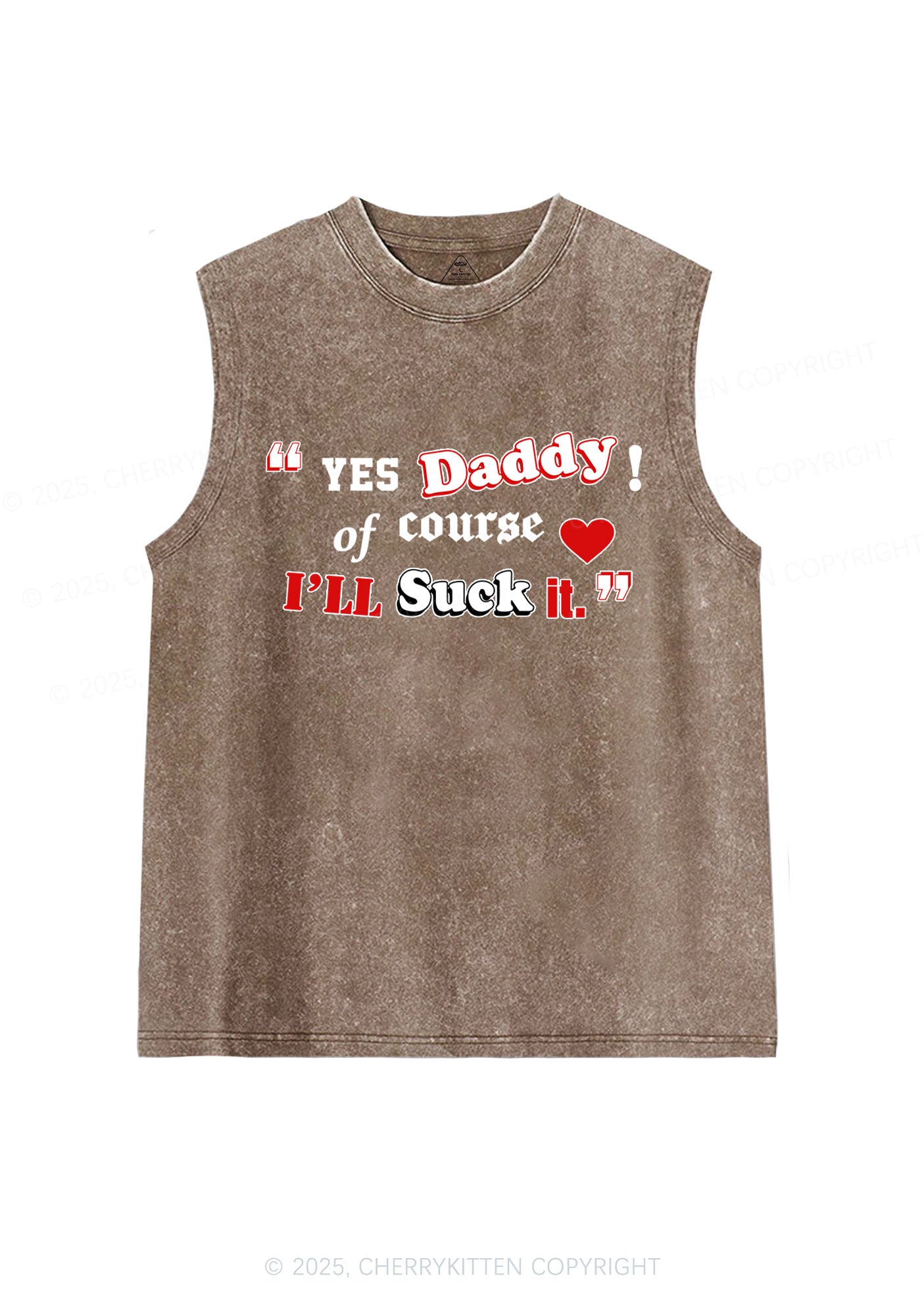 Daddy Suck It Y2K Washed Muscle Tank Cherrykitten