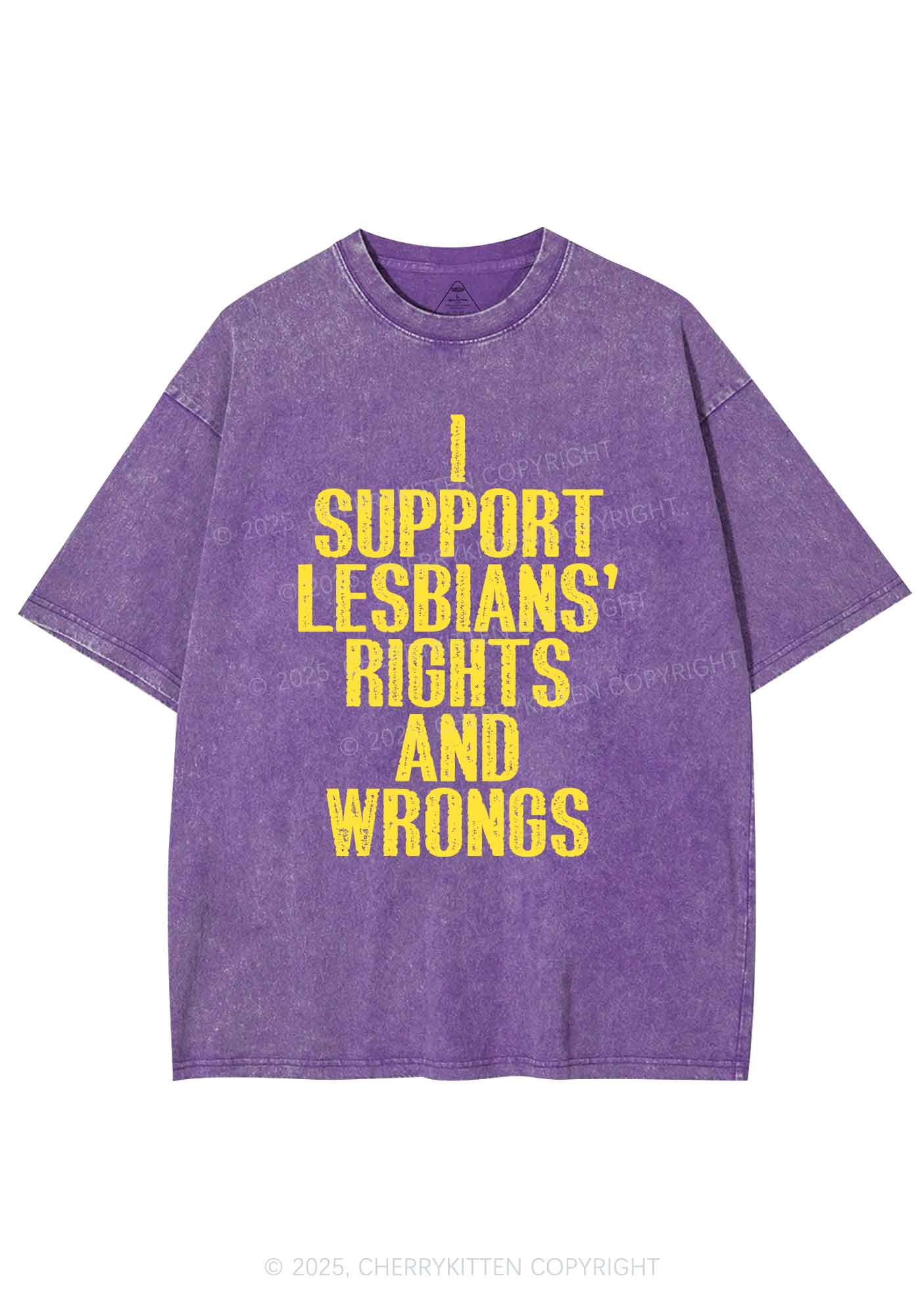 Support Lesbians Rights Pride Y2K Shirts Washed Tee Cherrykitten