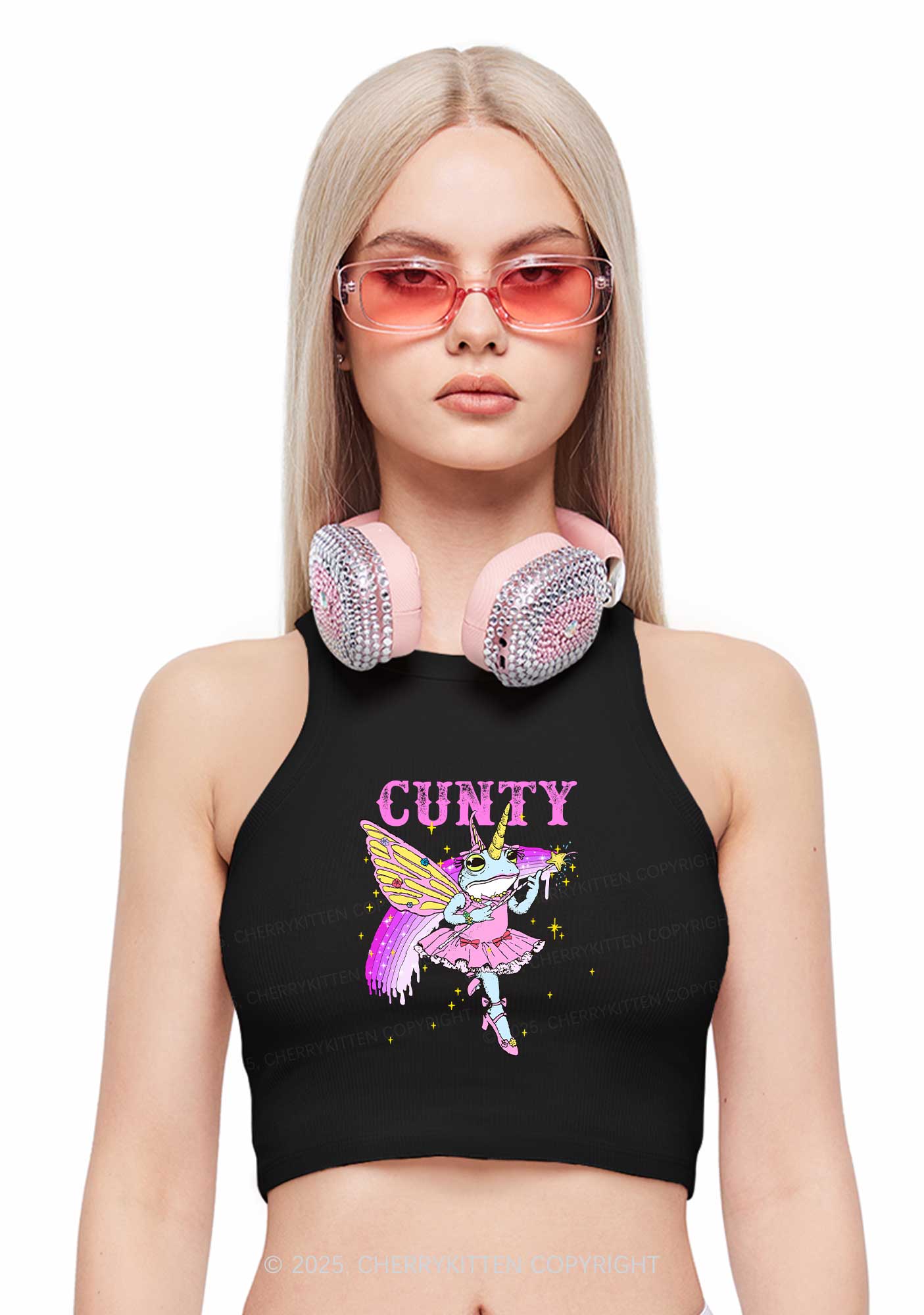 Cxxty Fairy Frog Y2K Crop Tank Top Cherrykitten