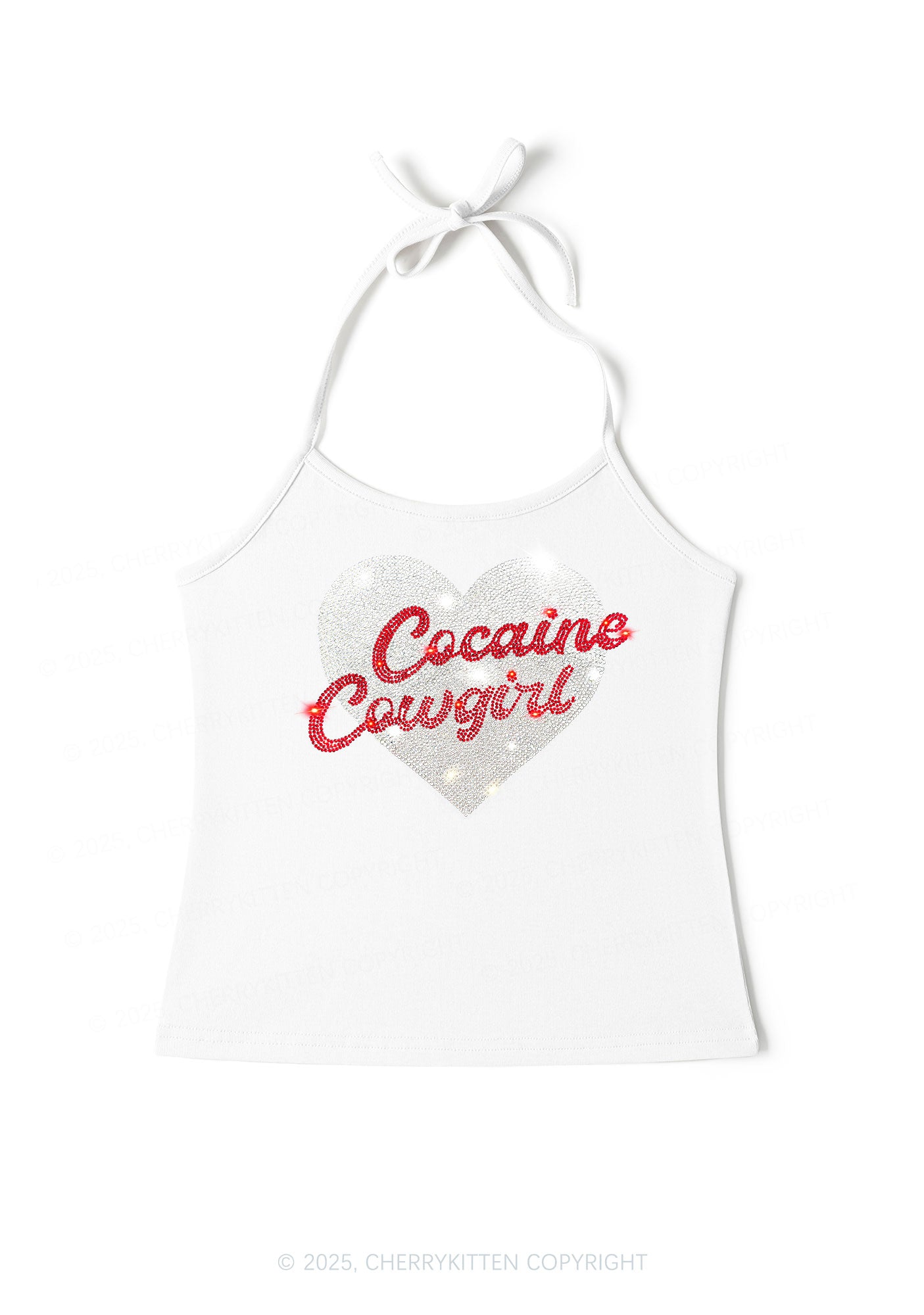 Rhinestone Cola Cowgirl Y2K Halter Neck Cami Cherrykitten