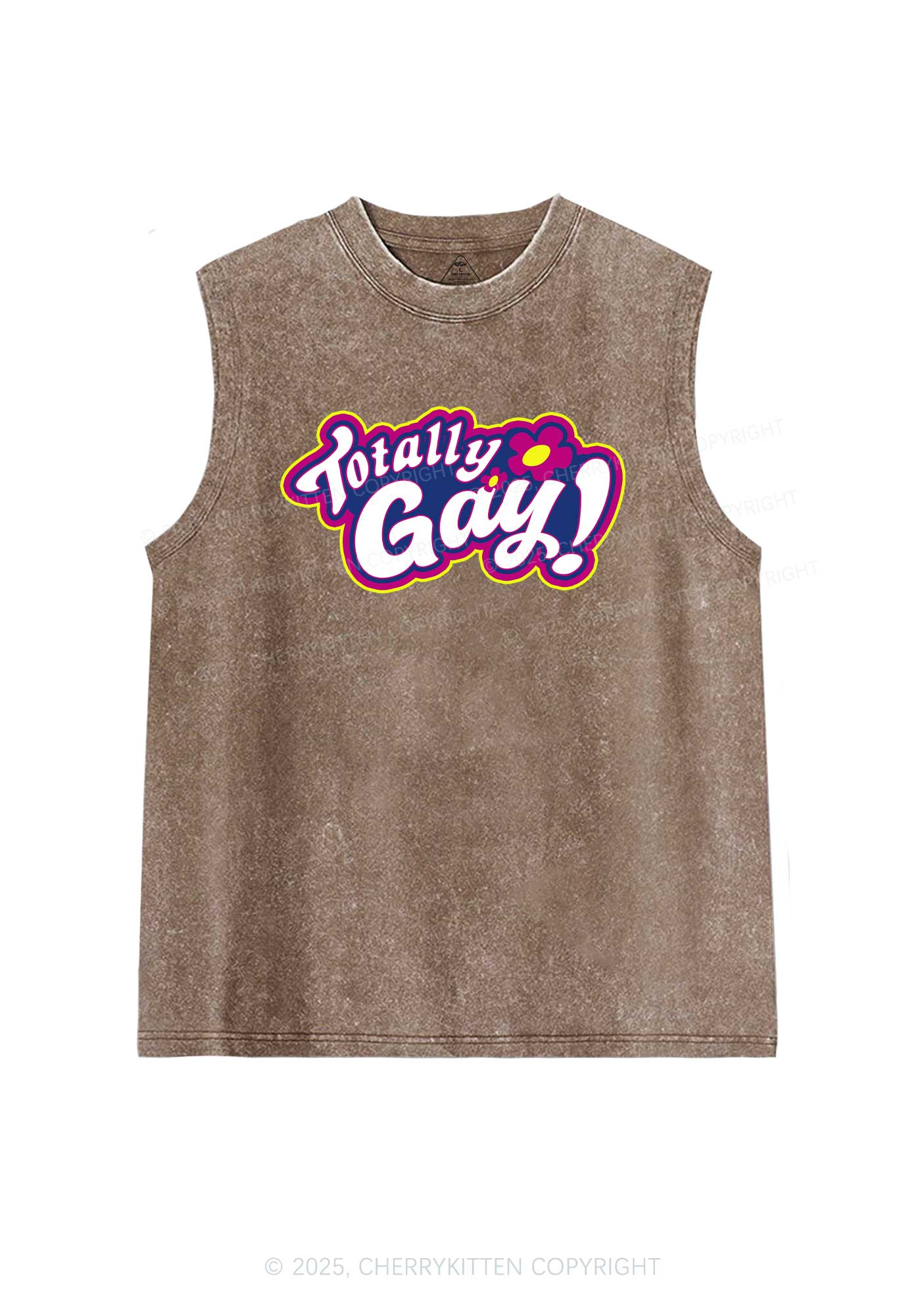 Totally Gay Pride Y2K Washed Muscle Tank Cherrykitten