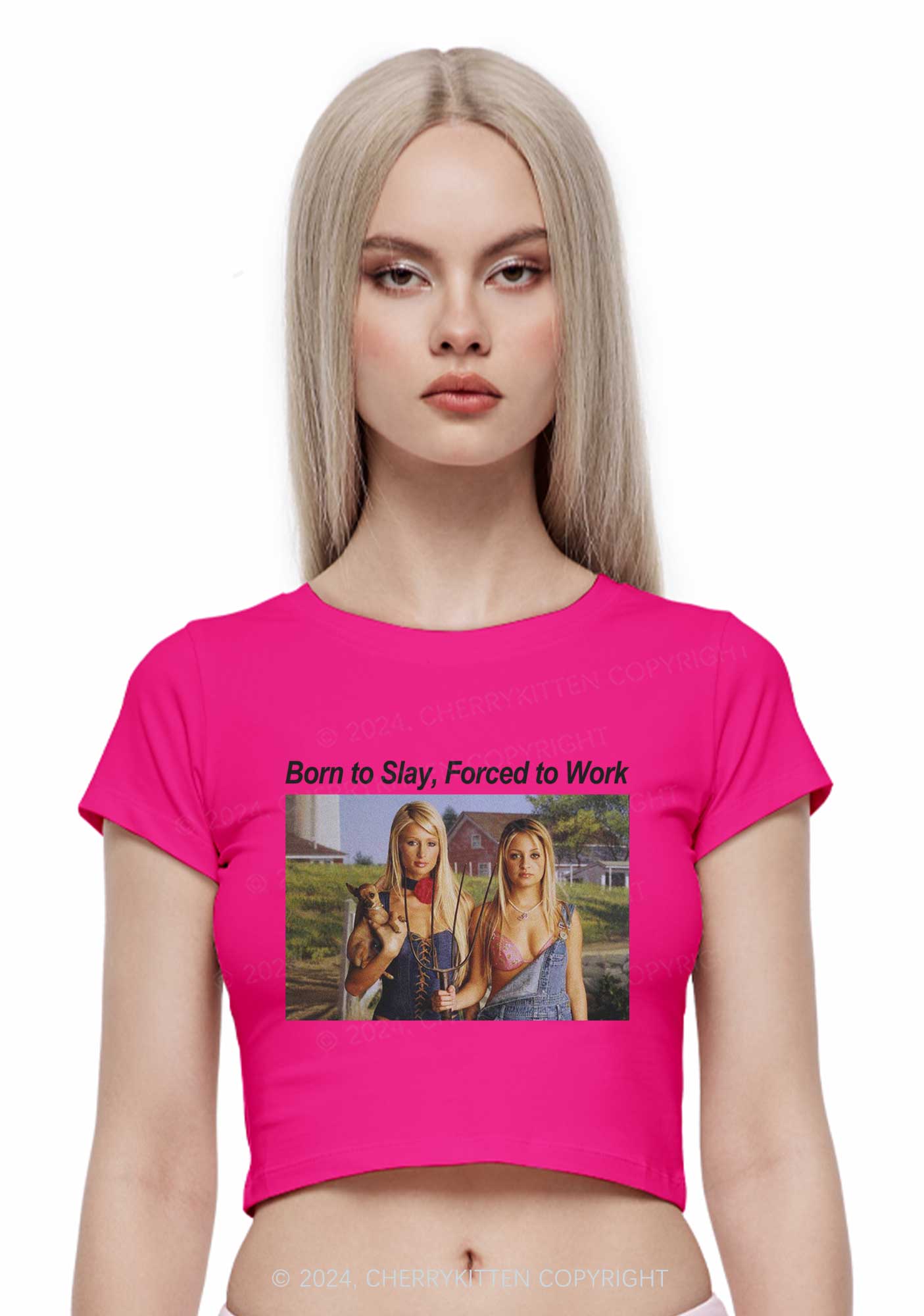 Born To Slay Y2K Baby Tee Cherrykitten