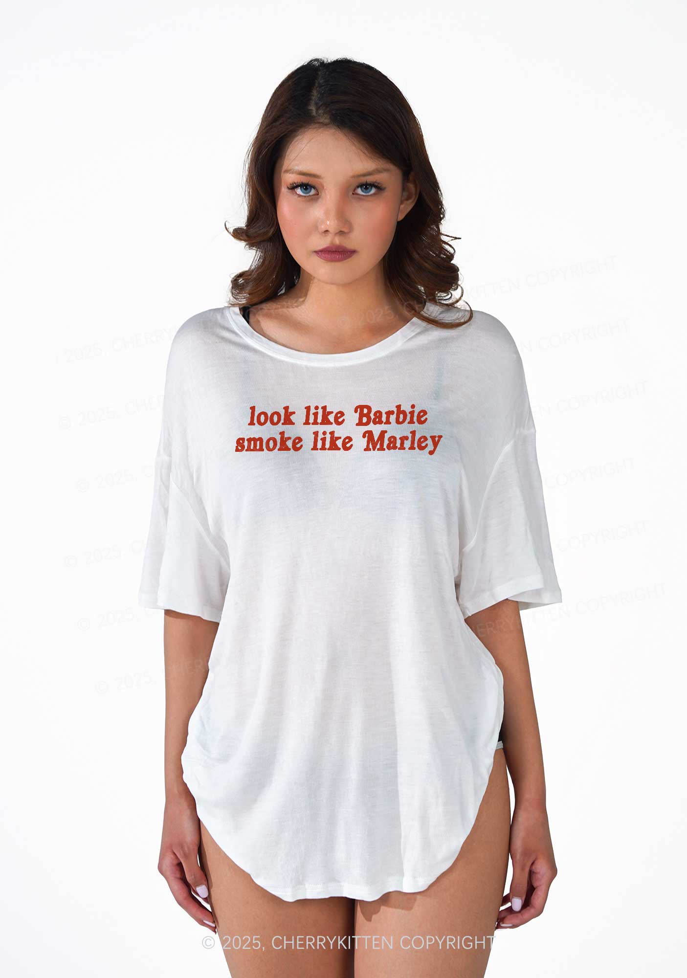 Smoke Like Marley Y2K Sheer Boyfriend Tee Cherrykitten
